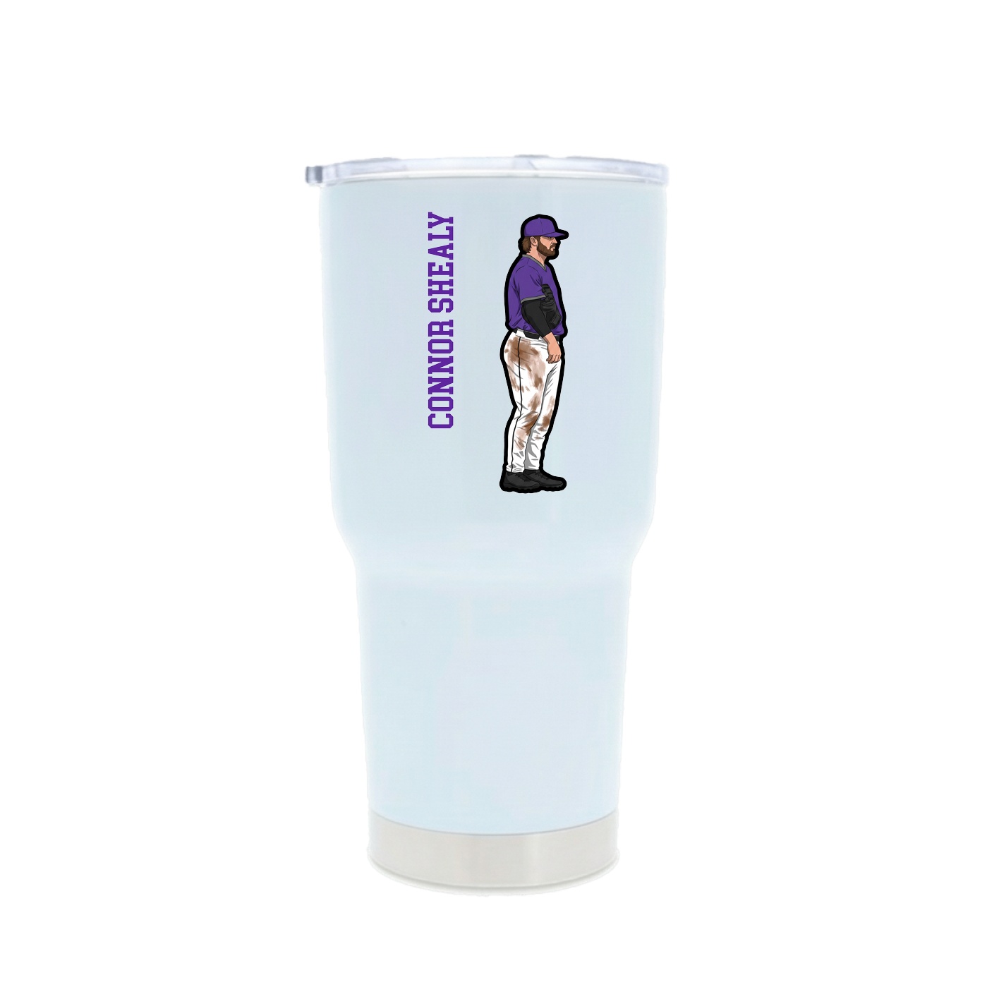 30oz Stainless Steel Tumbler — Name Vertical in White