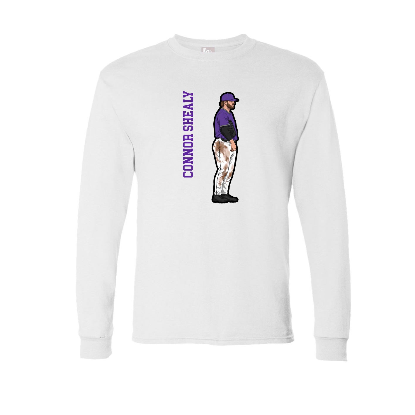 Long Sleeve Tee — Name Vertical in White