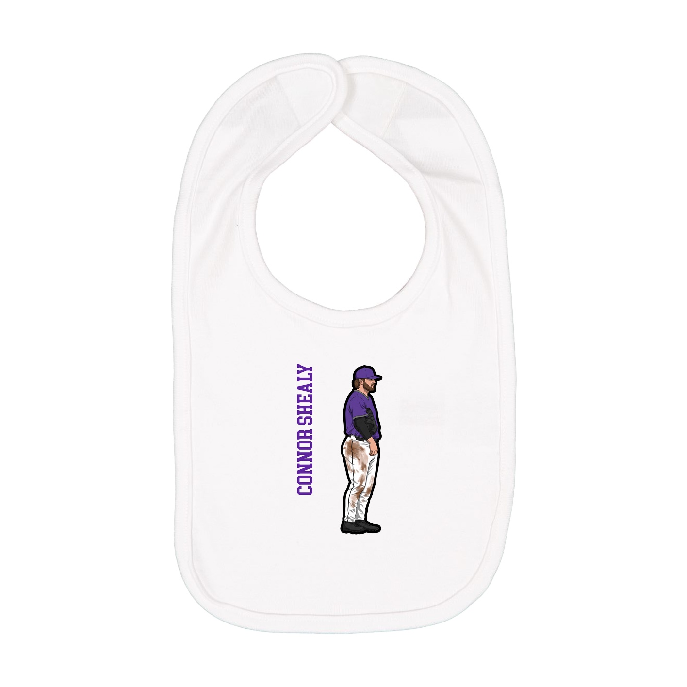 Infant Bib — Name Vertical in White