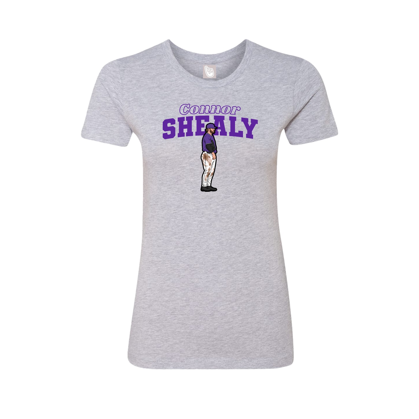 Fitted Women's Tee — Name Arch in Grey
