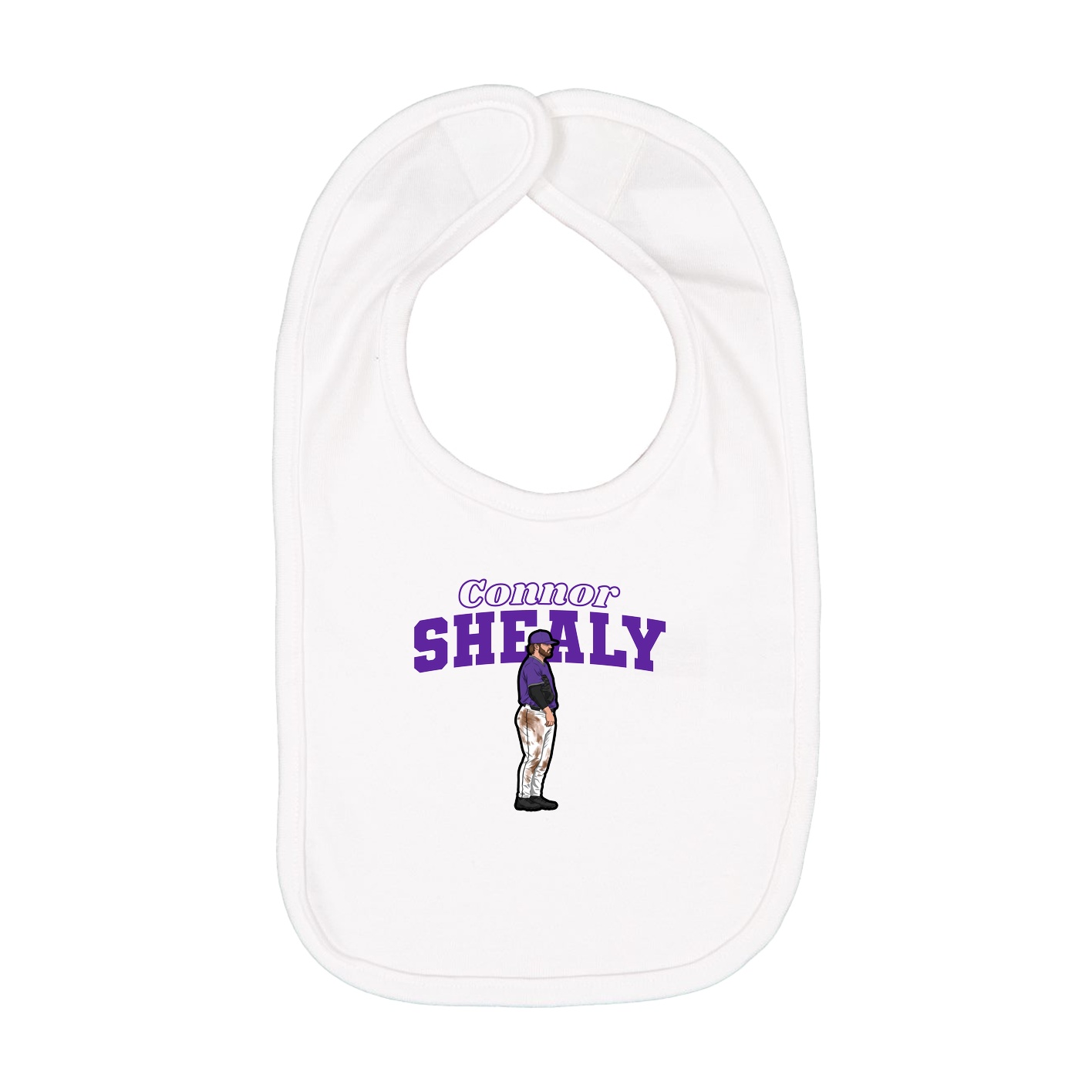 Infant Bib — Name Arch in White