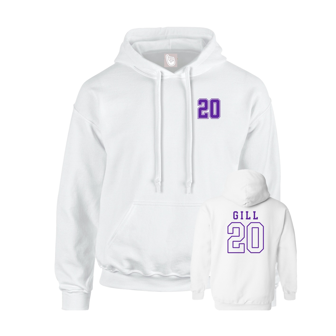 Youth Hoodie — Chest Back in White