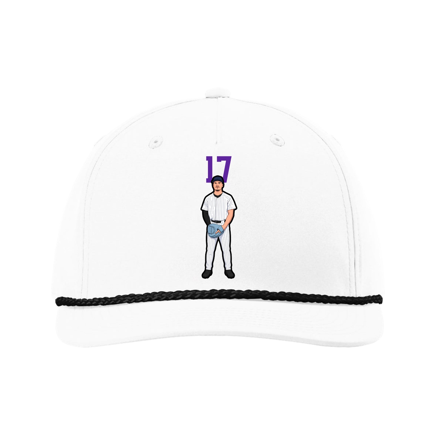 Five-Panel Classic Rope Cap — Number Top in White
