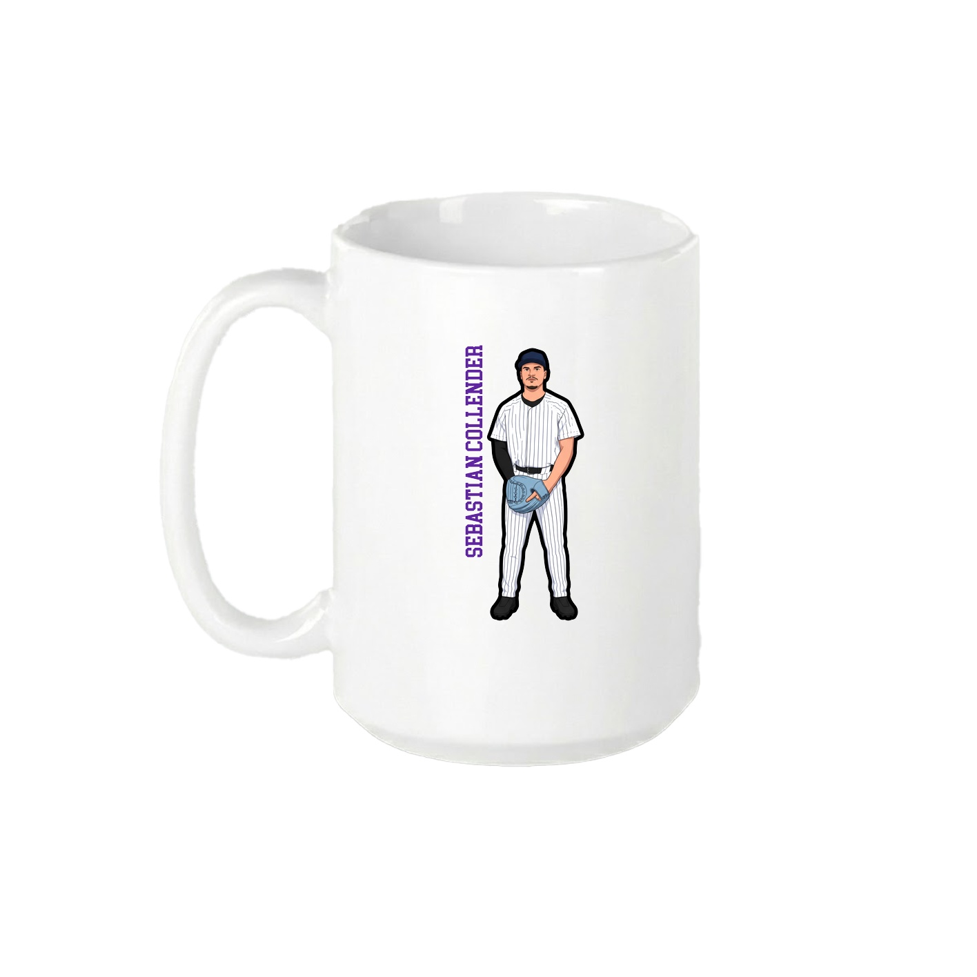 15oz Coffee Mug — Name Vertical in White