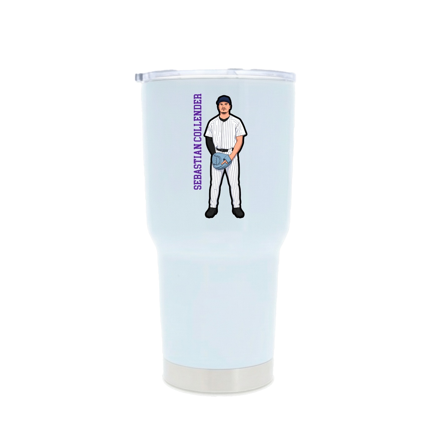 30oz Stainless Steel Tumbler — Name Vertical in White