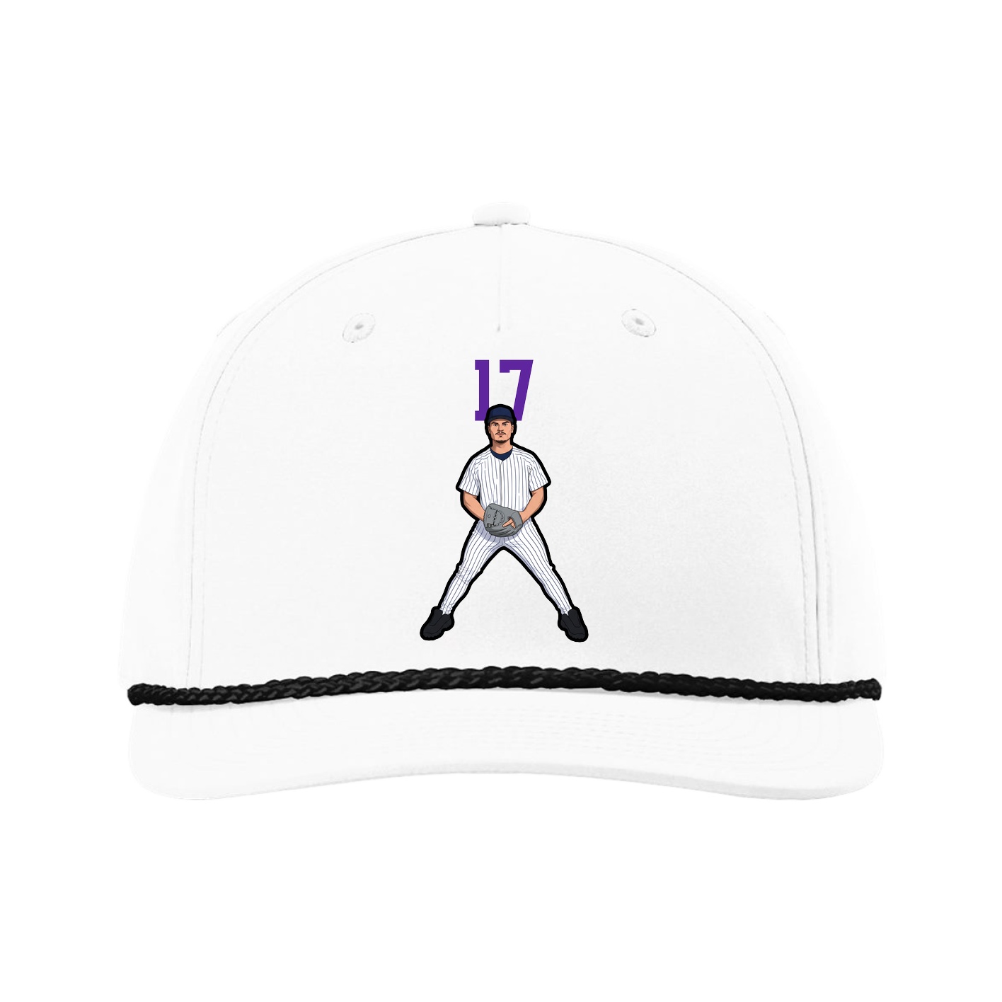Five-Panel Classic Rope Cap — Number Top in White