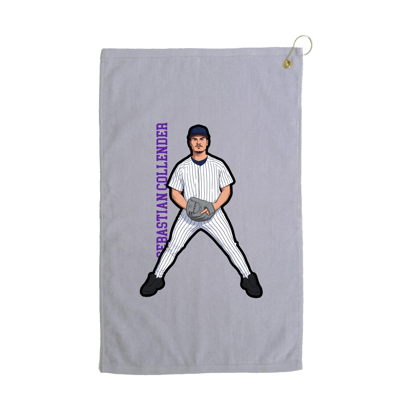 Golf Towel — Name Vertical in Grey
