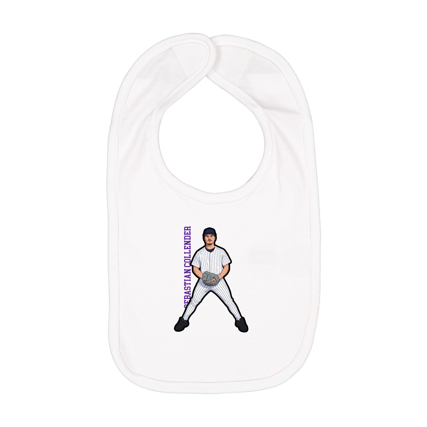 Infant Bib — Name Vertical in White