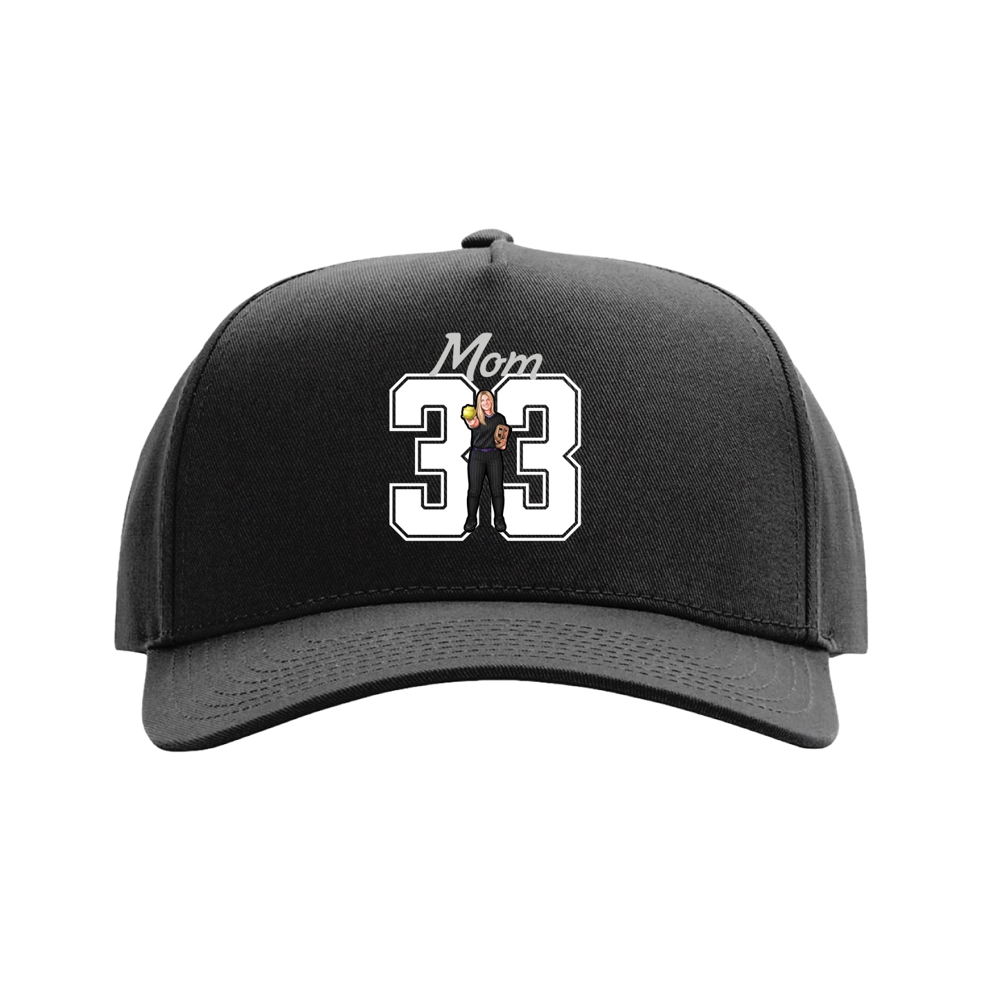 Full Fabric Five-Panel Champ Cap — Mothers Day Shirsey in Black