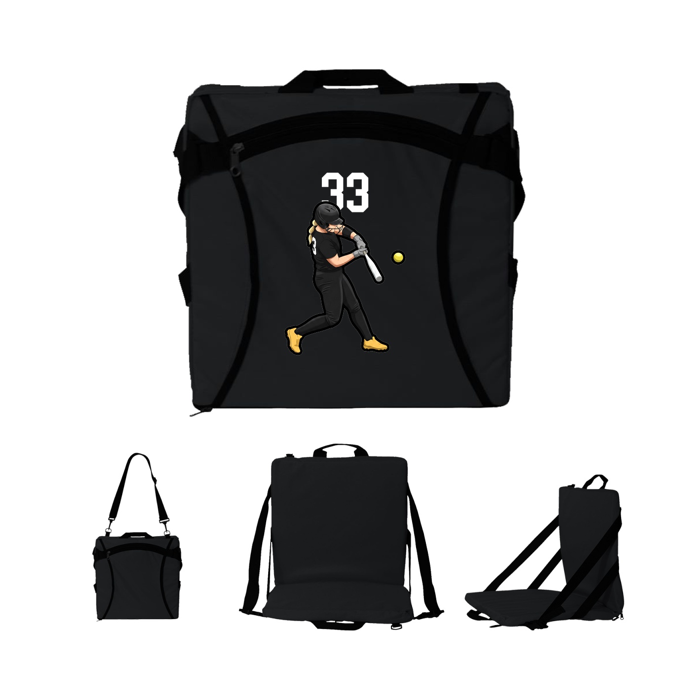 Folding Stadium Seat — Number Top in Black