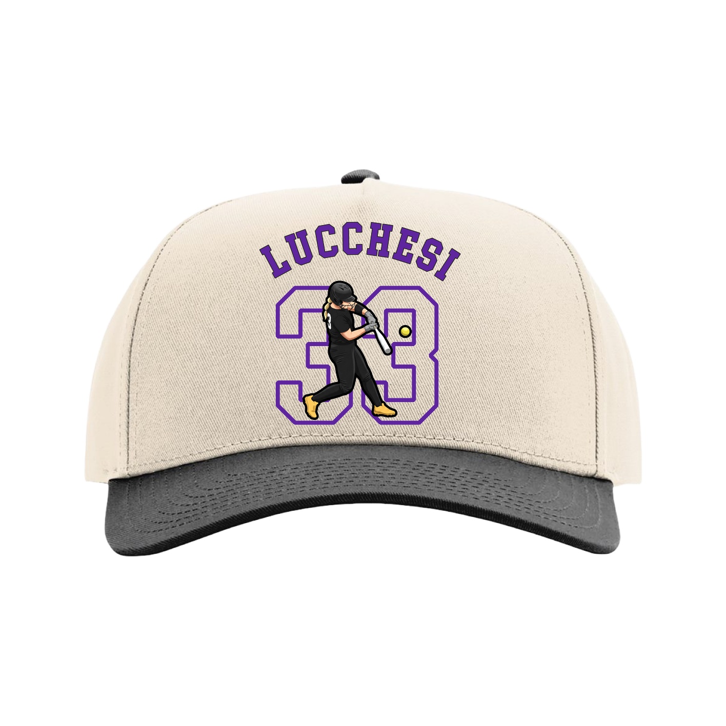 Full Fabric Five-Panel Champ Cap — Shirsey Arch in Cream/Black