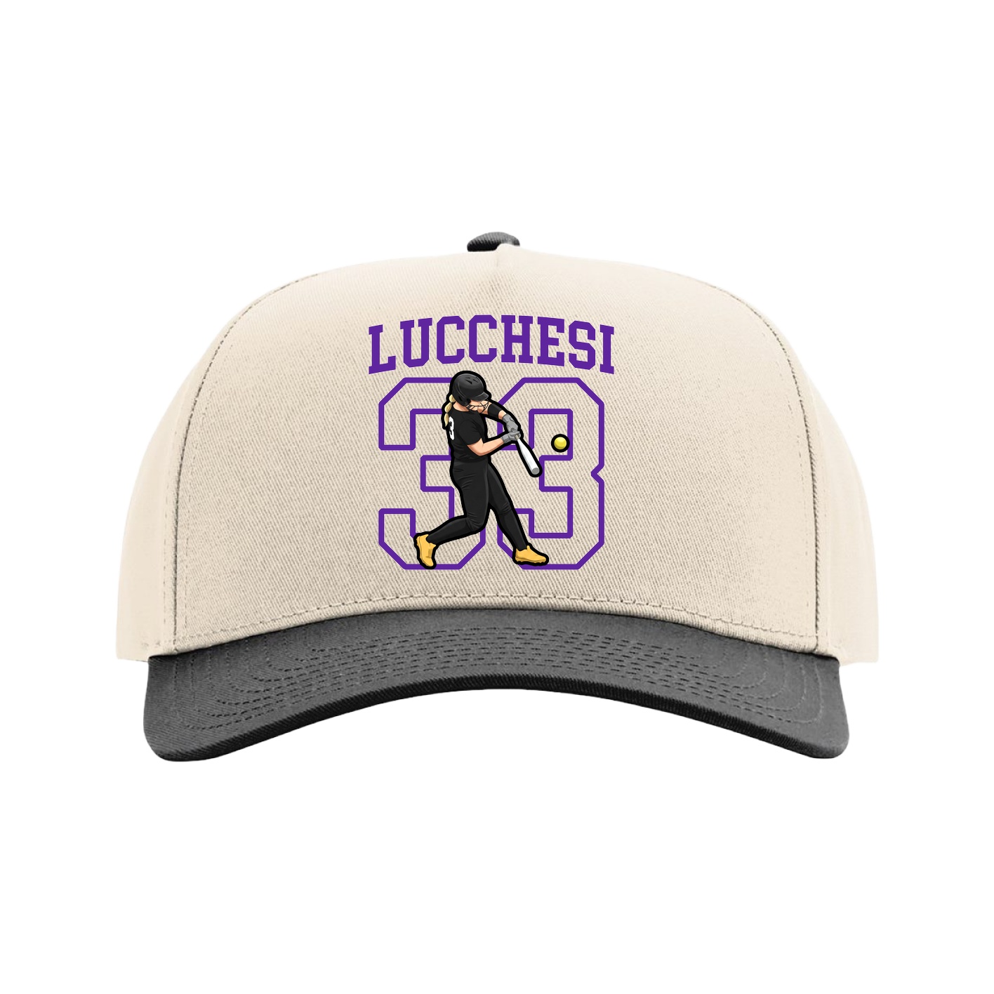 Full Fabric Five-Panel Champ Cap — Shirsey in Cream/Black