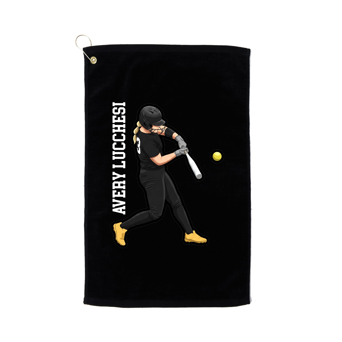 Golf Towel — Name Vertical in Black
