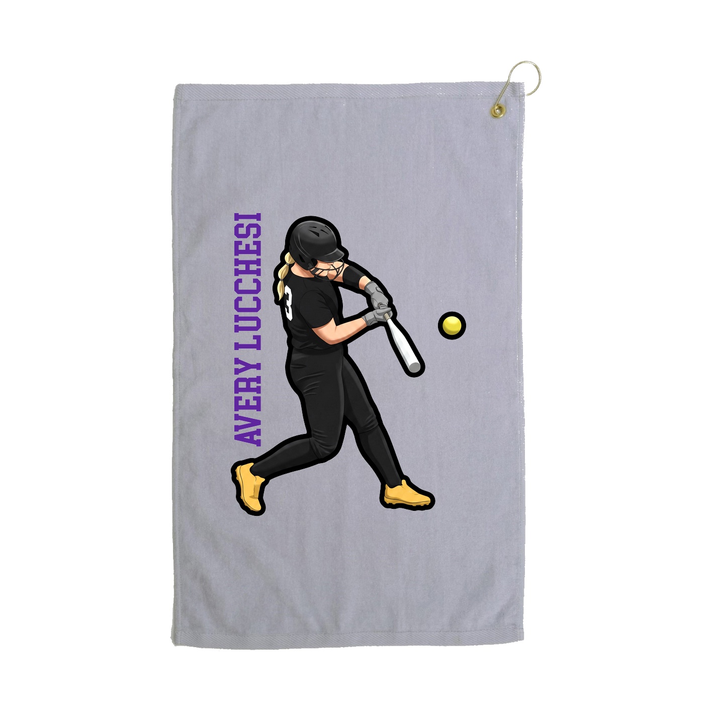 Golf Towel — Name Vertical in Grey