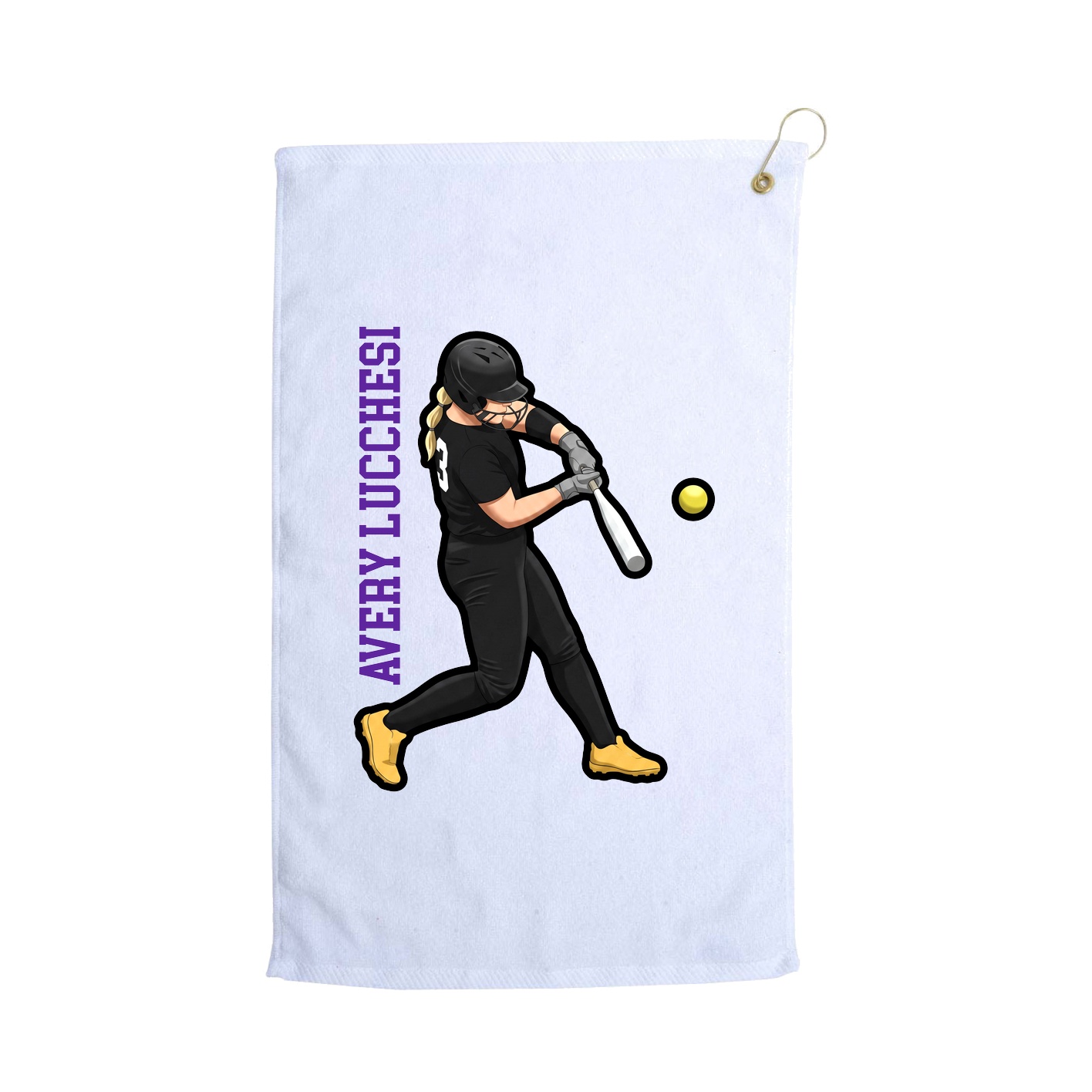 Golf Towel — Name Vertical in White
