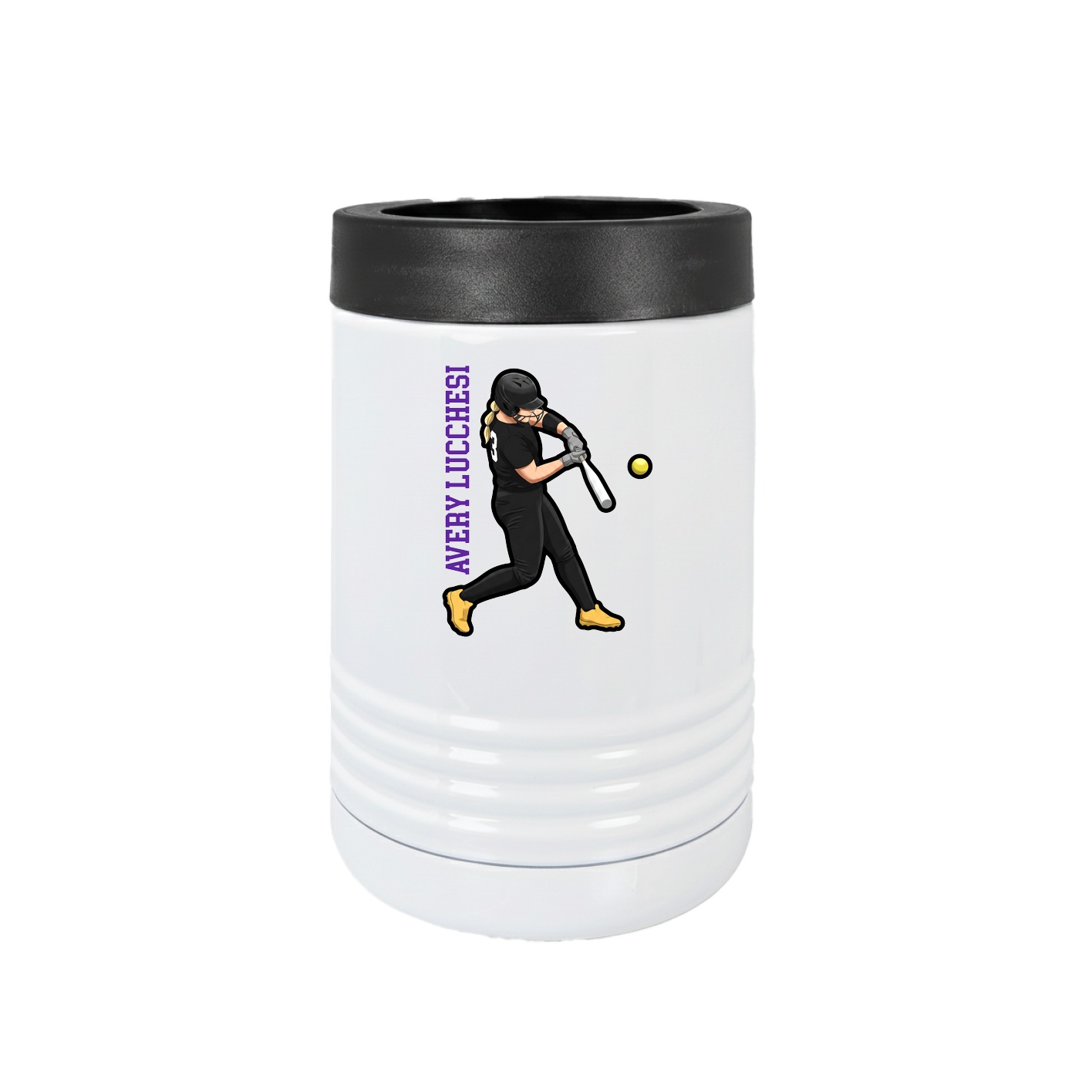 Beverage Holder — Name Vertical in White