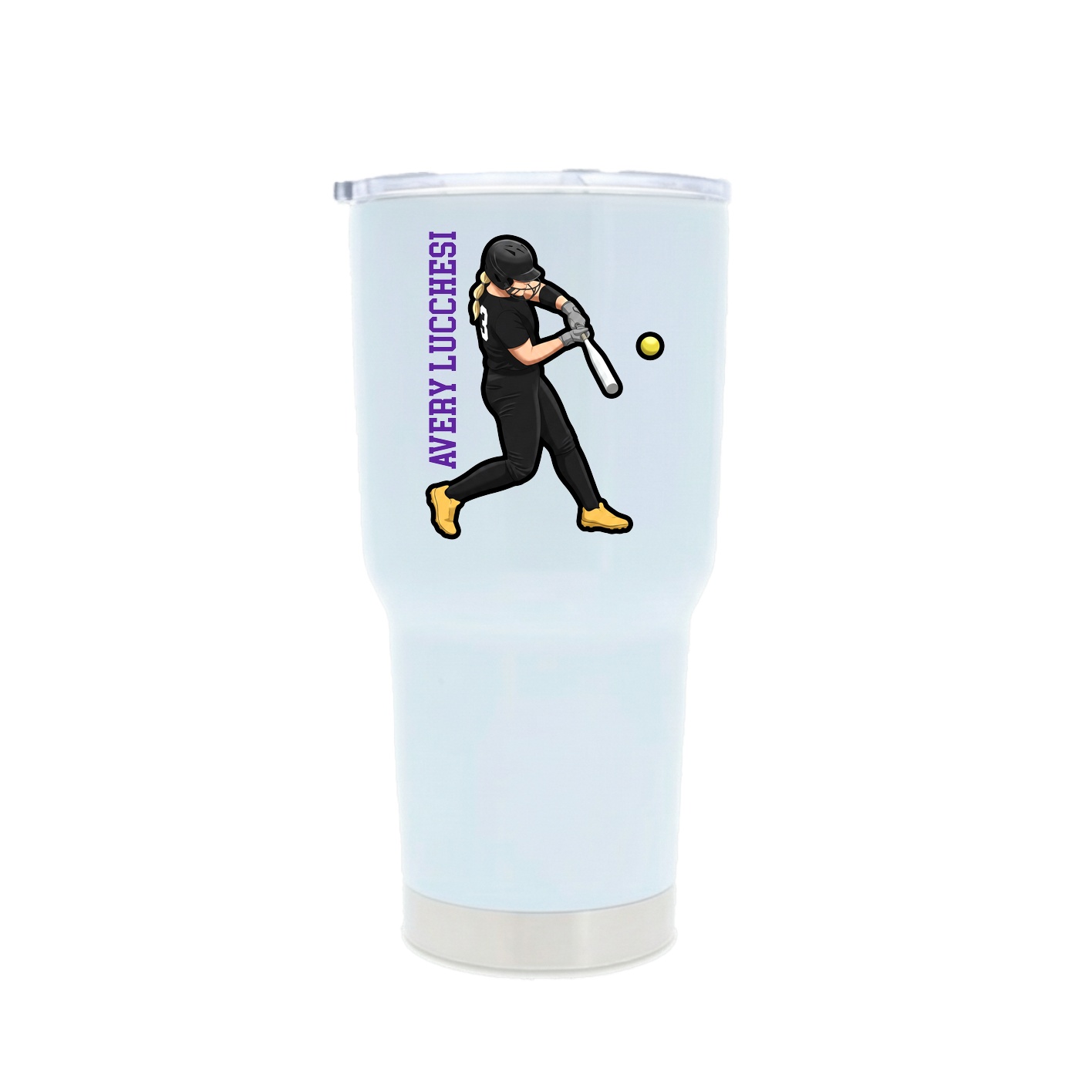 30oz Stainless Steel Tumbler — Name Vertical in White