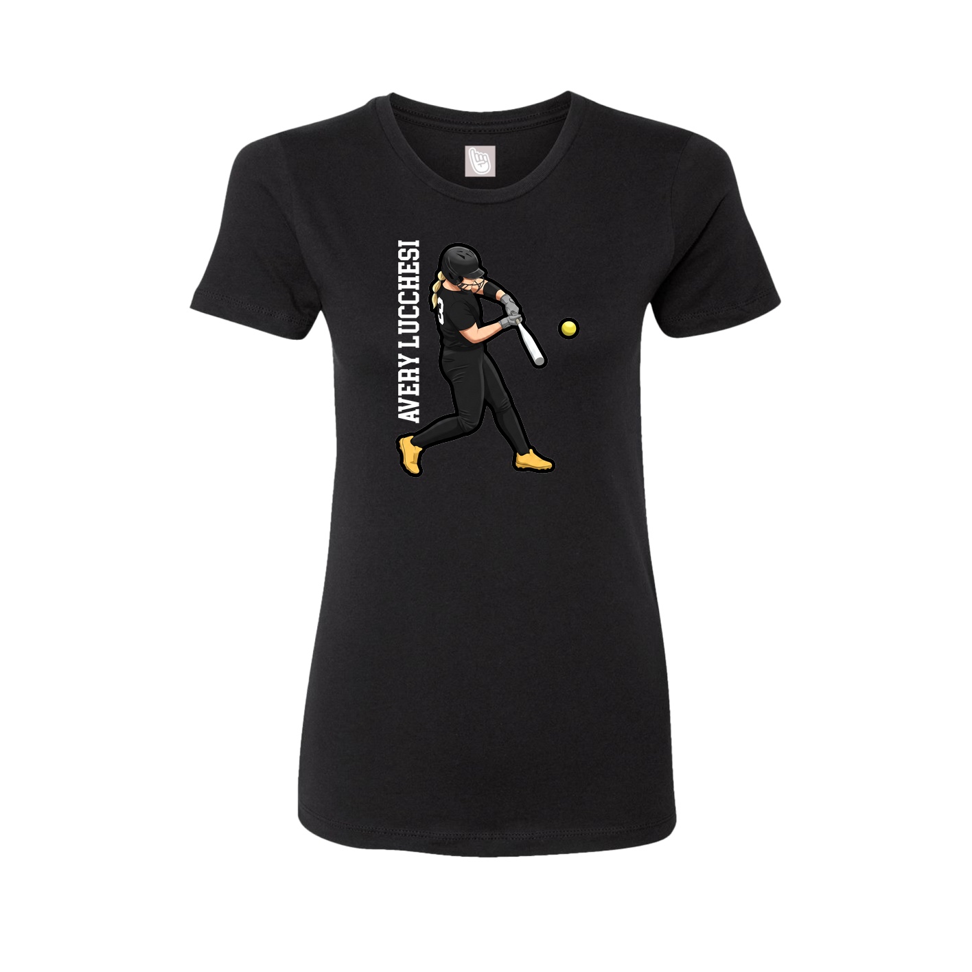 Womens Tee — Name Vertical in Black