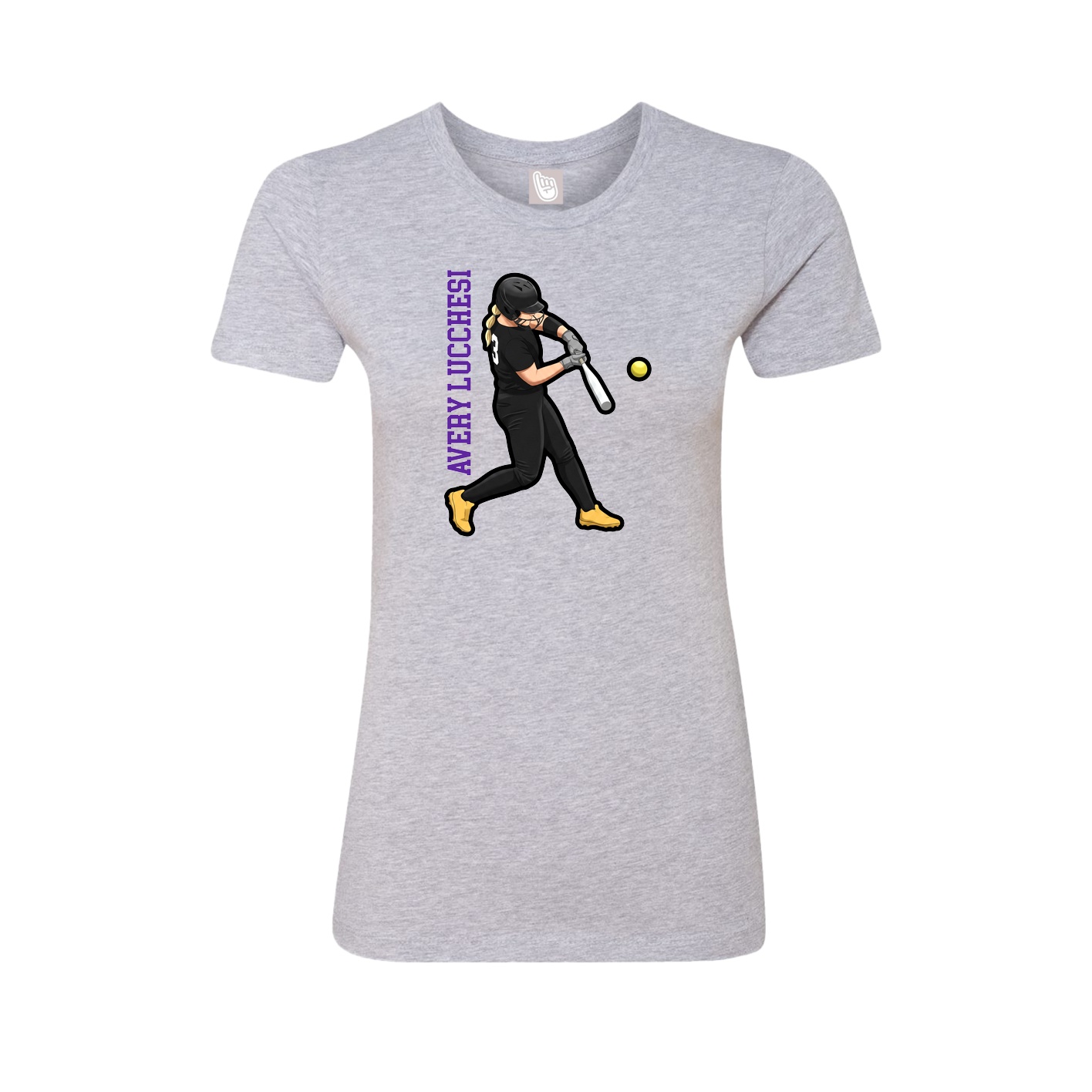 Fitted Women's Tee — Name Vertical in Grey