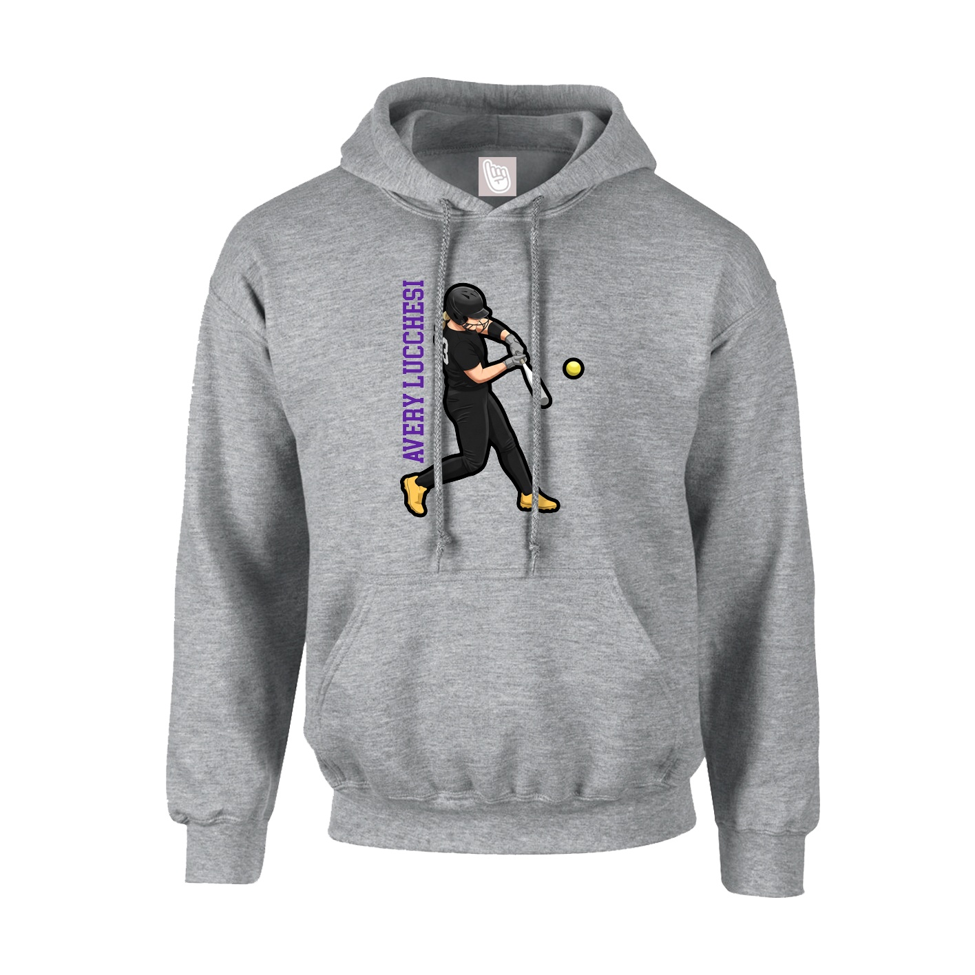 Hoodie — Name Vertical in Grey