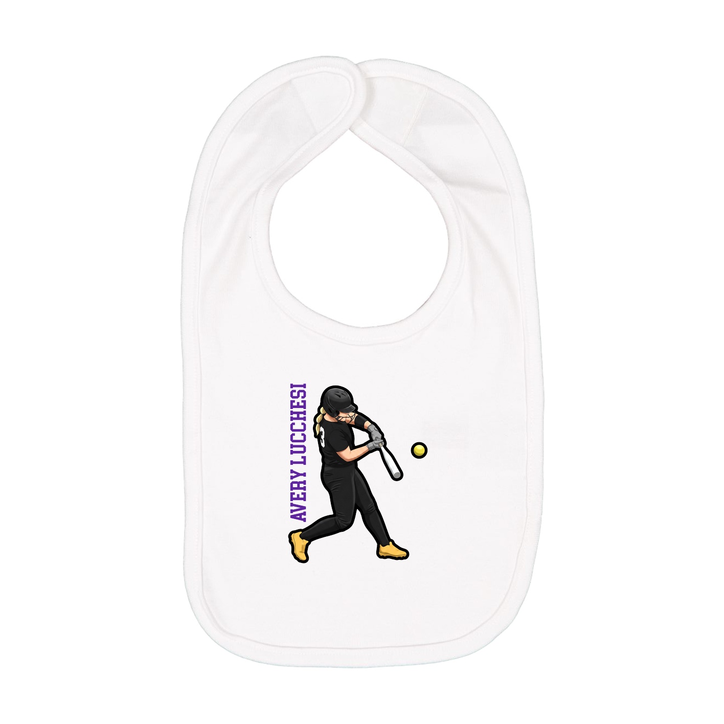 Infant Bib — Name Vertical in White