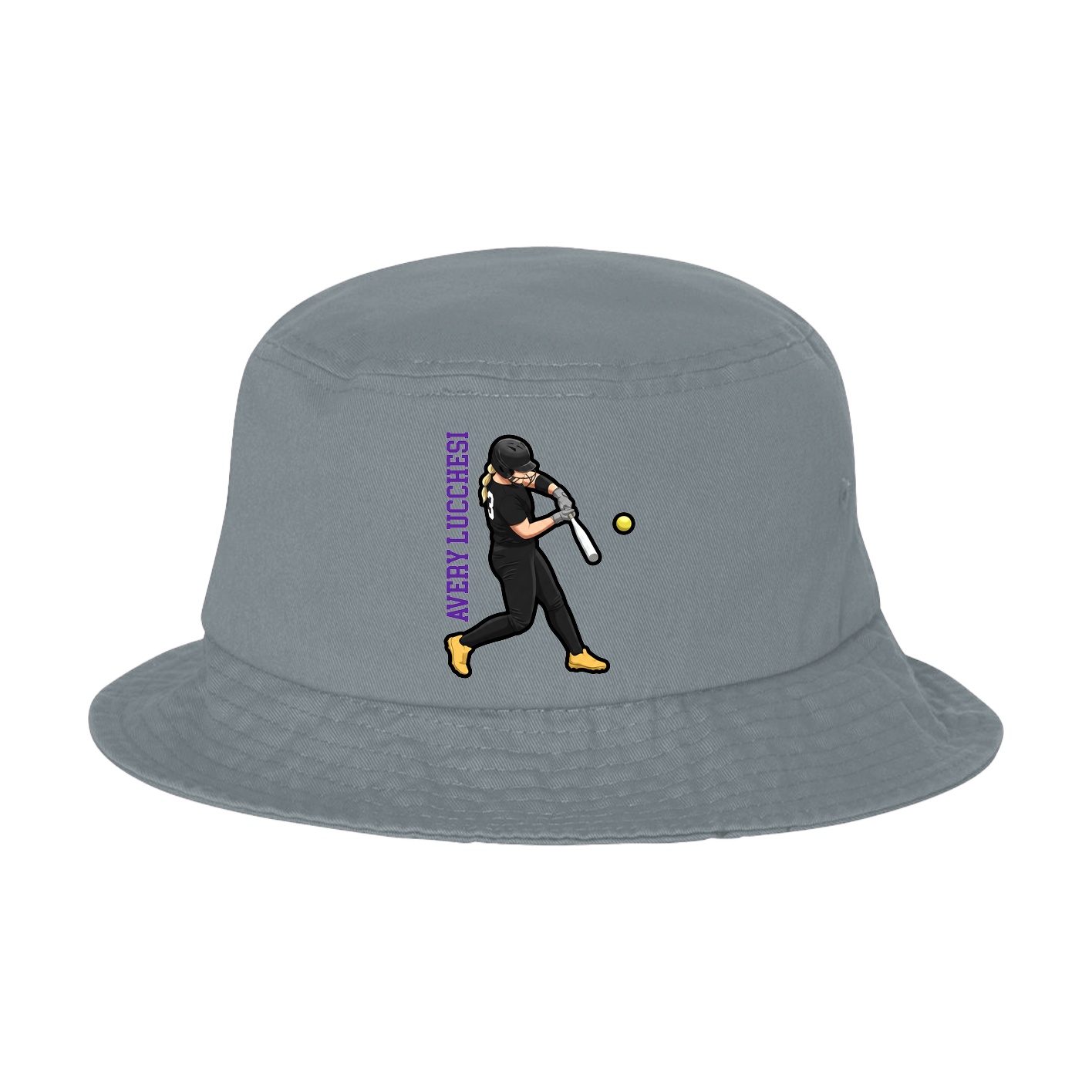 Bucket Cap — Name Vertical in Grey