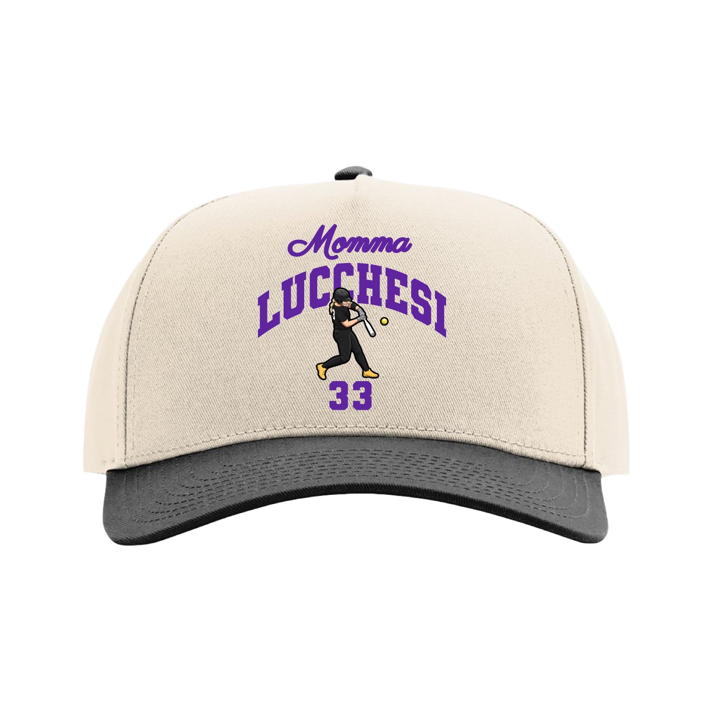 Full Fabric Five-Panel Champ Cap — Mothers Day Arch in Cream/Black