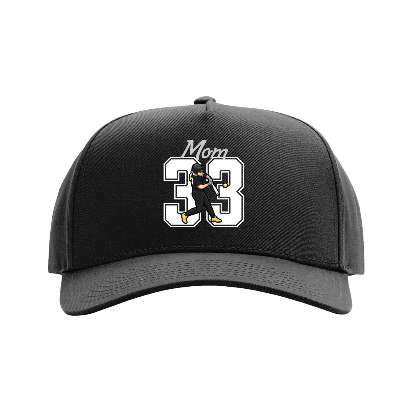 Full Fabric Five-Panel Champ Cap — Mothers Day Shirsey in Black