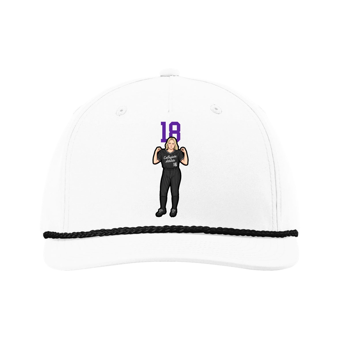Five-Panel Classic Rope Cap — Number Top in White