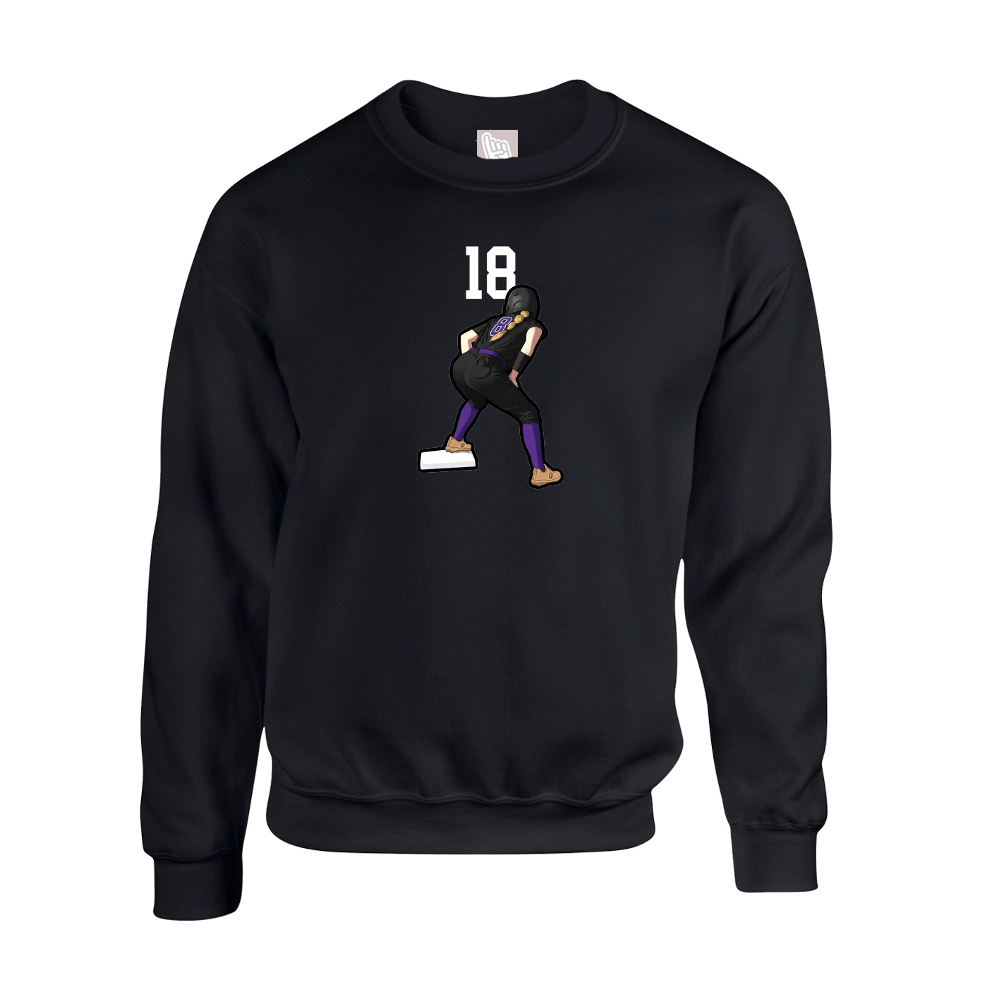 Fleece Crew — Number Top in Black