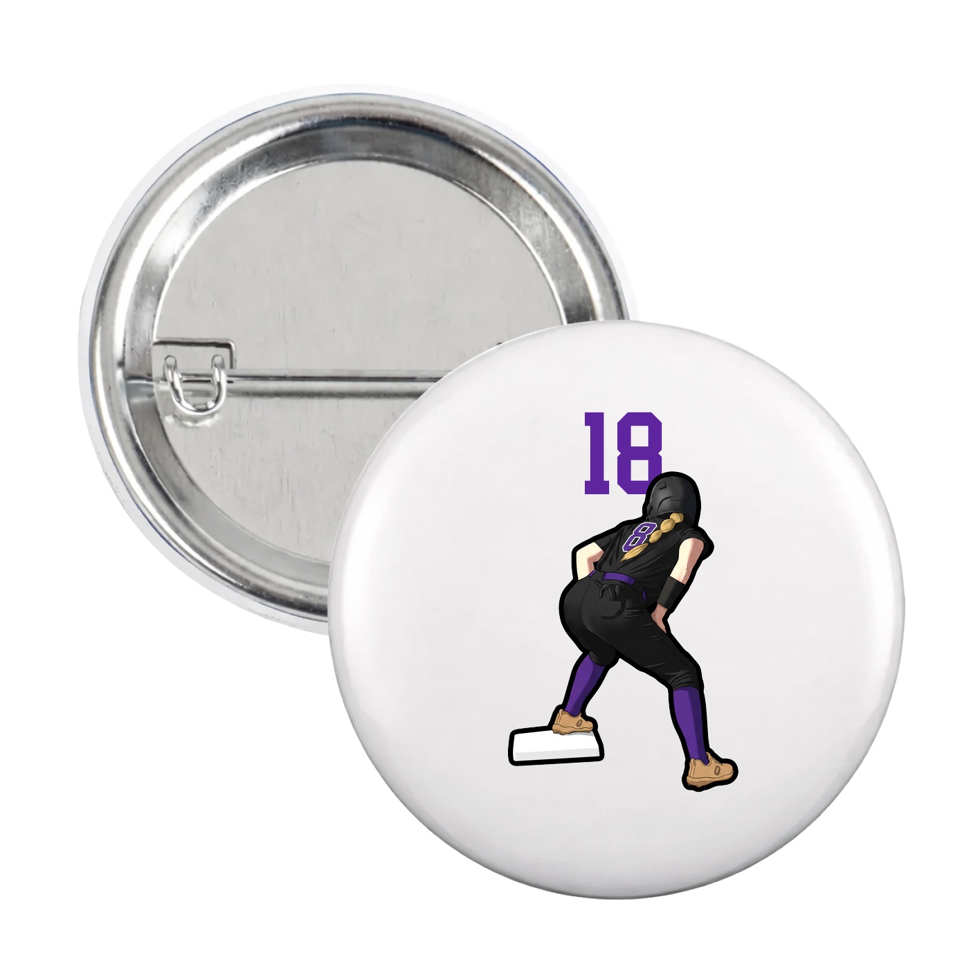 Game Day Button — Number Top in White