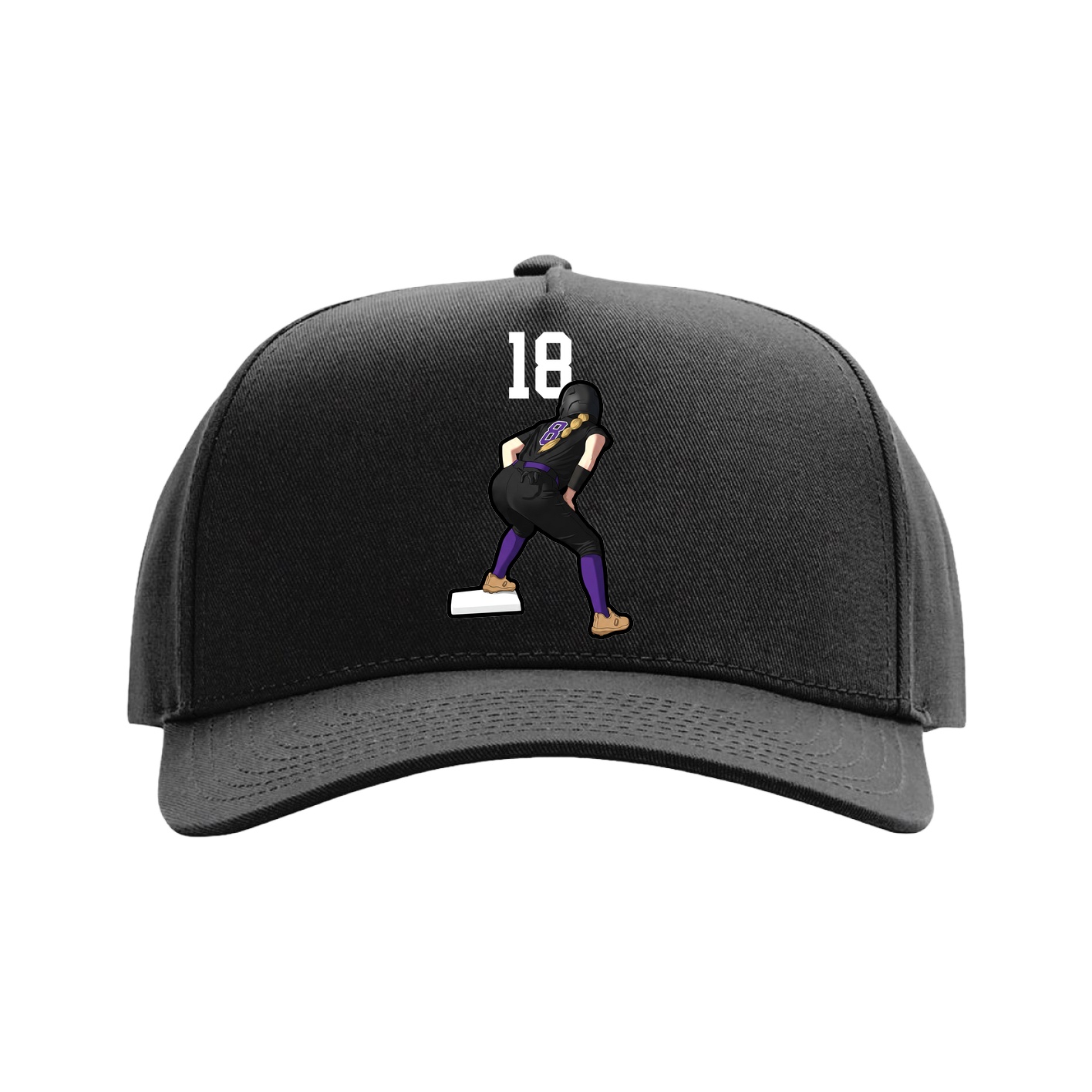 Full Fabric Five-Panel Champ Cap — Number Top in Black