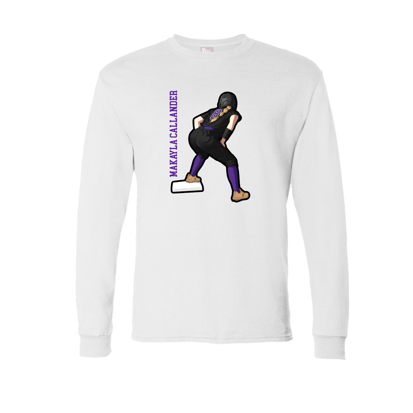 Long Sleeve Tee — Name Vertical in White