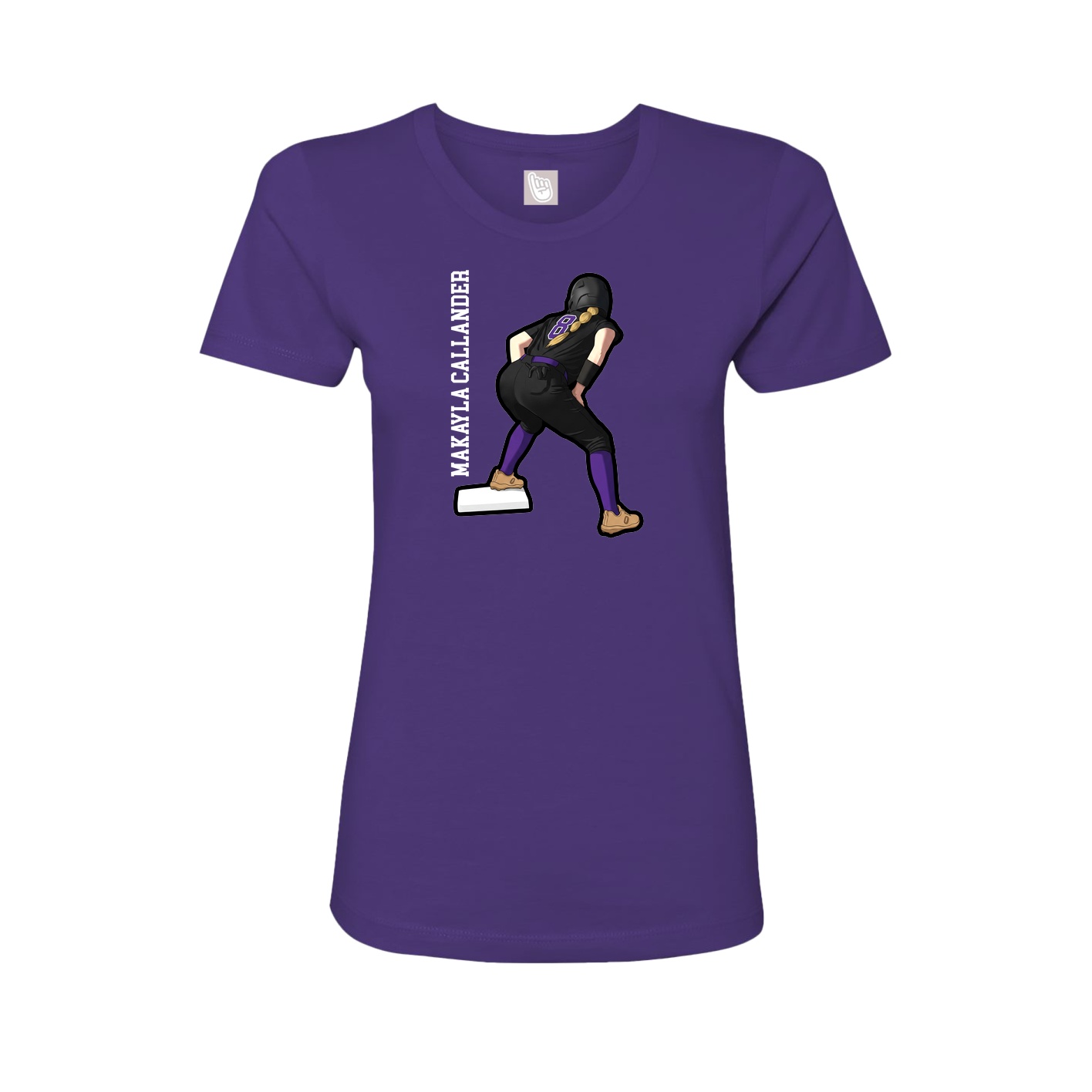Womens Tee — Name Vertical in Purple