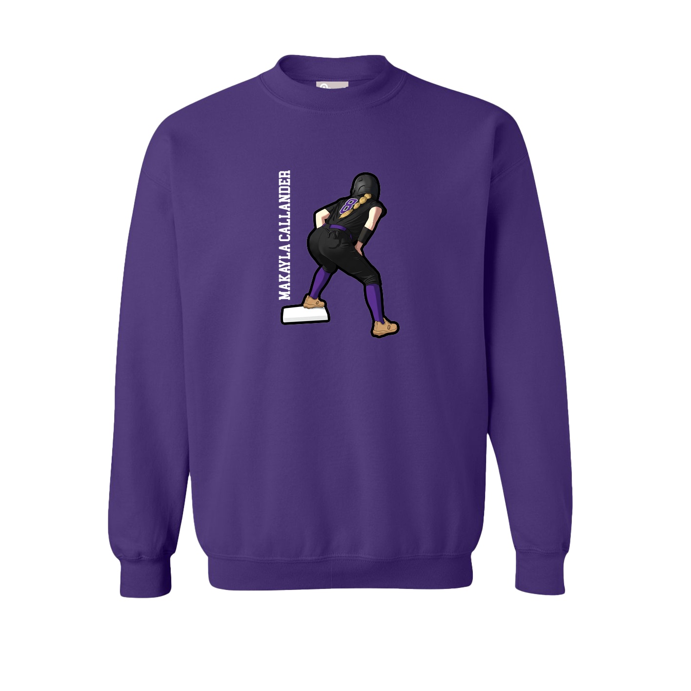 Fleece Crew — Name Vertical in Purple