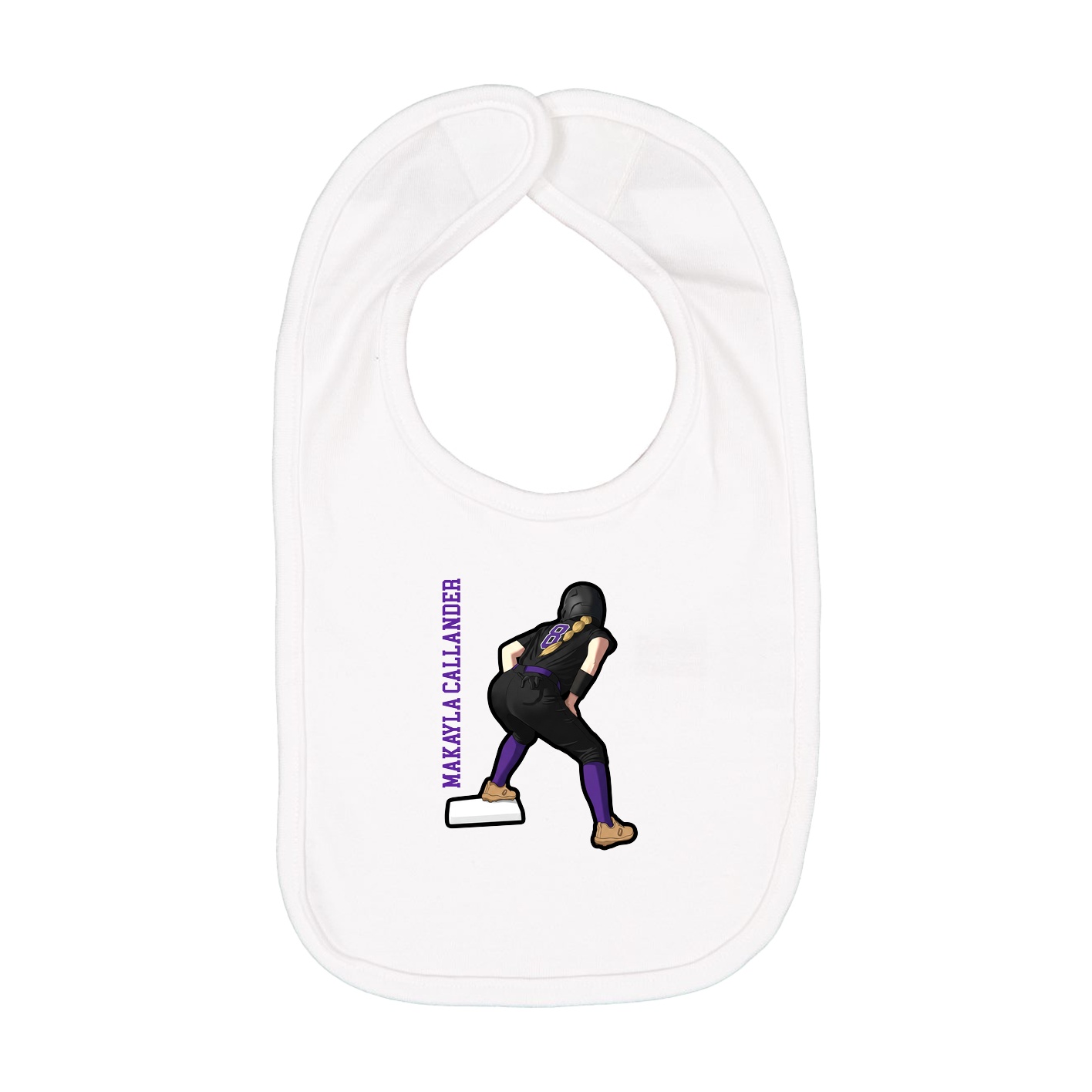 Infant Bib — Name Vertical in White