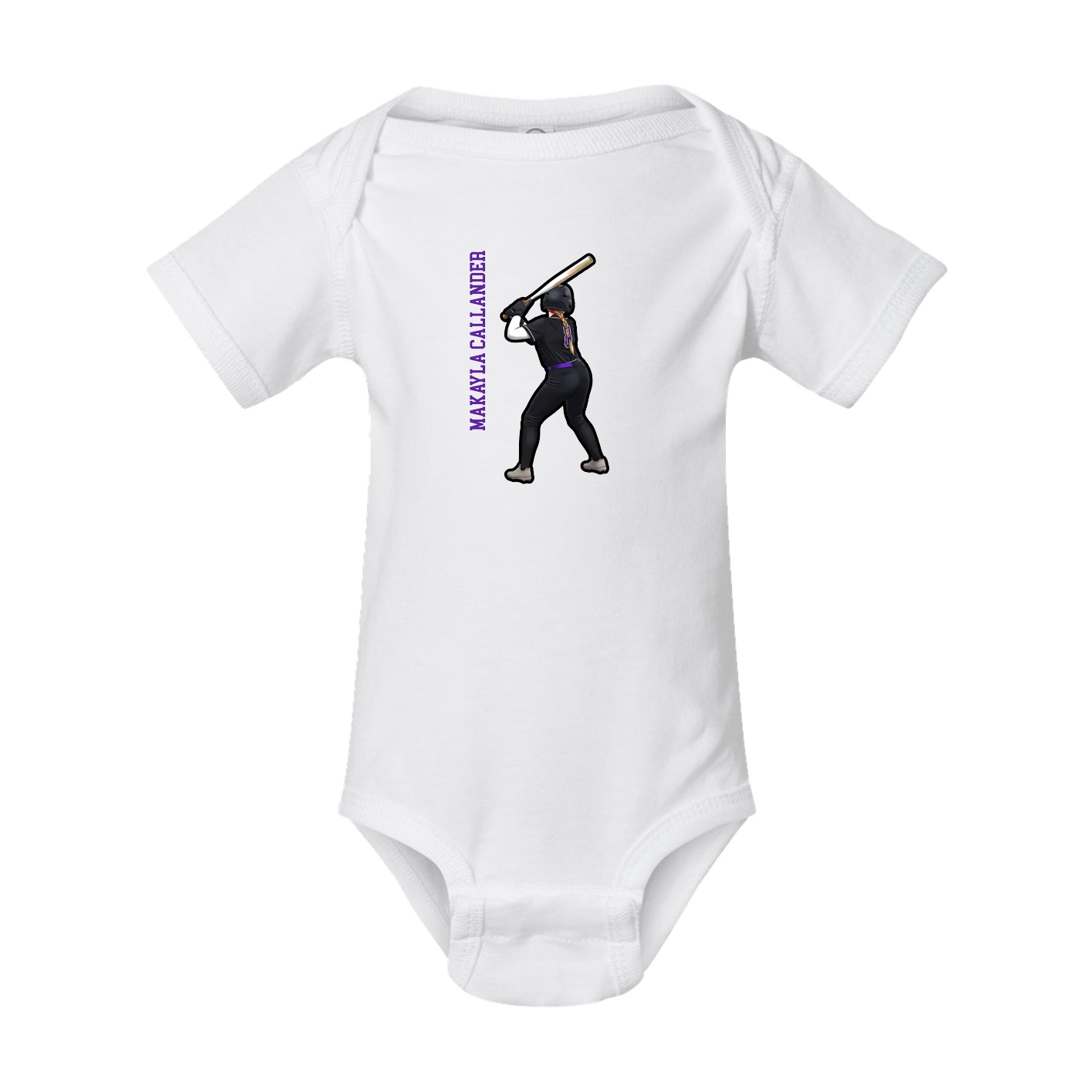 Baby Onesie — Name Vertical in White