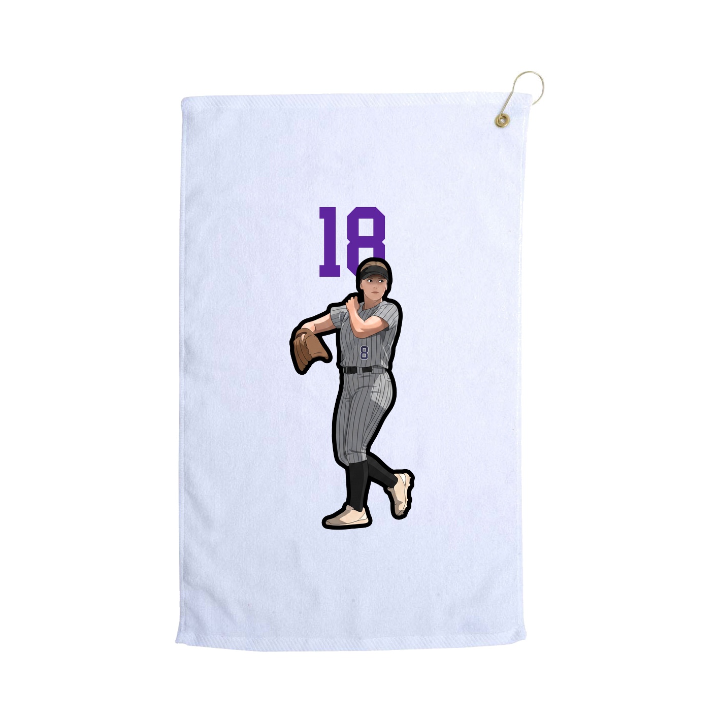 Golf Towel — Number Top in White