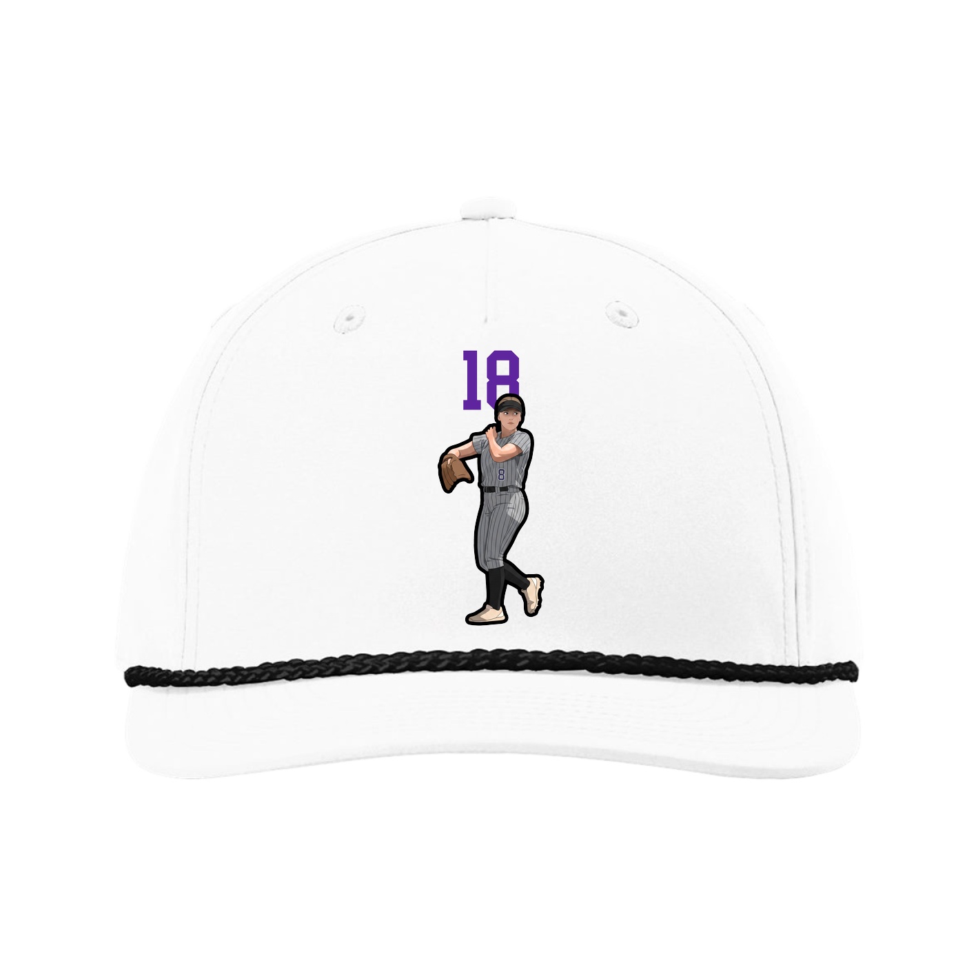 Five-Panel Classic Rope Cap — Number Top in White