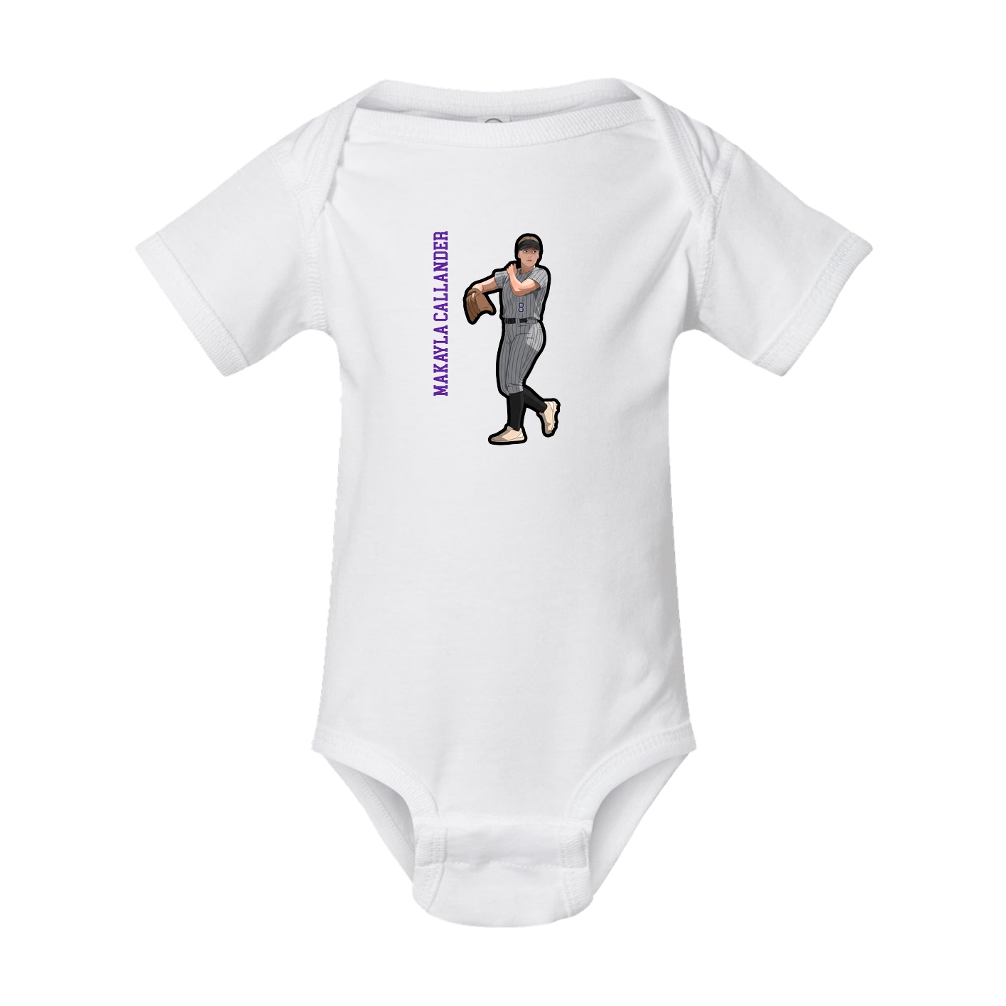 Baby Onesie — Name Vertical in White
