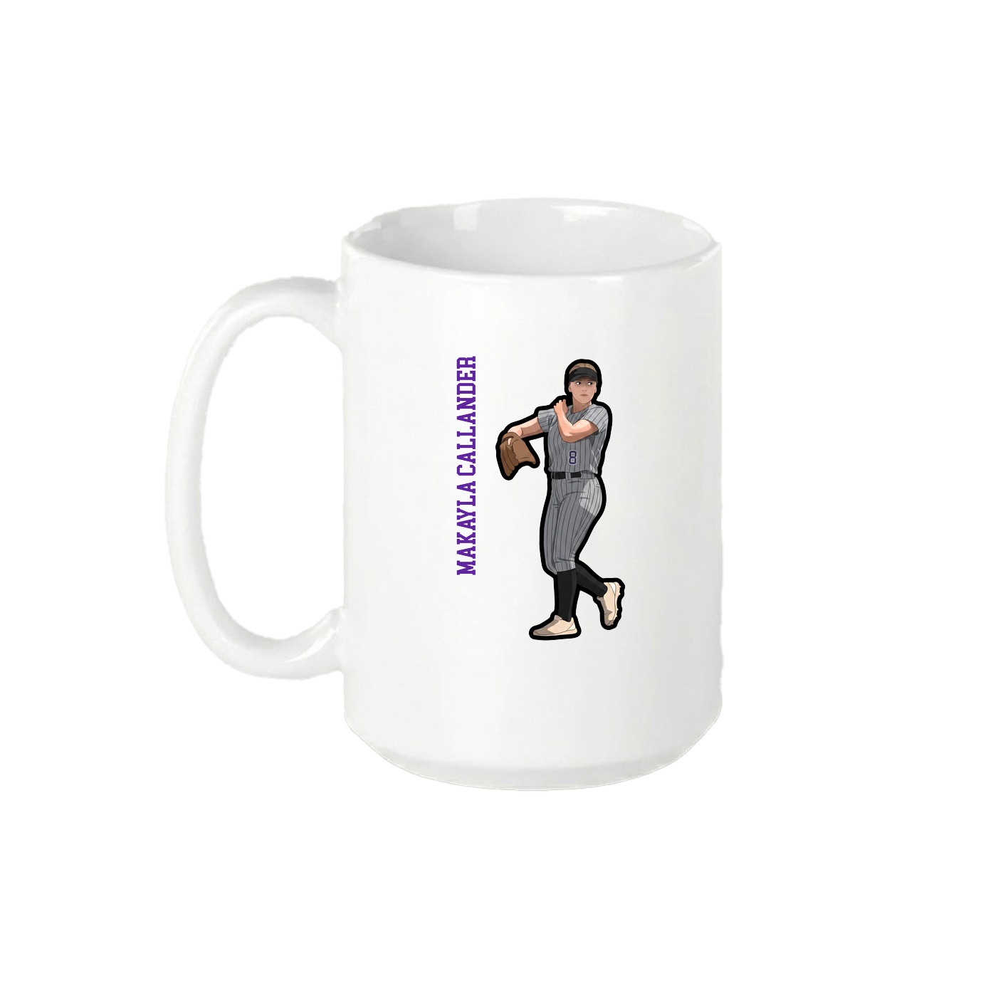 15oz Coffee Mug — Name Vertical in White