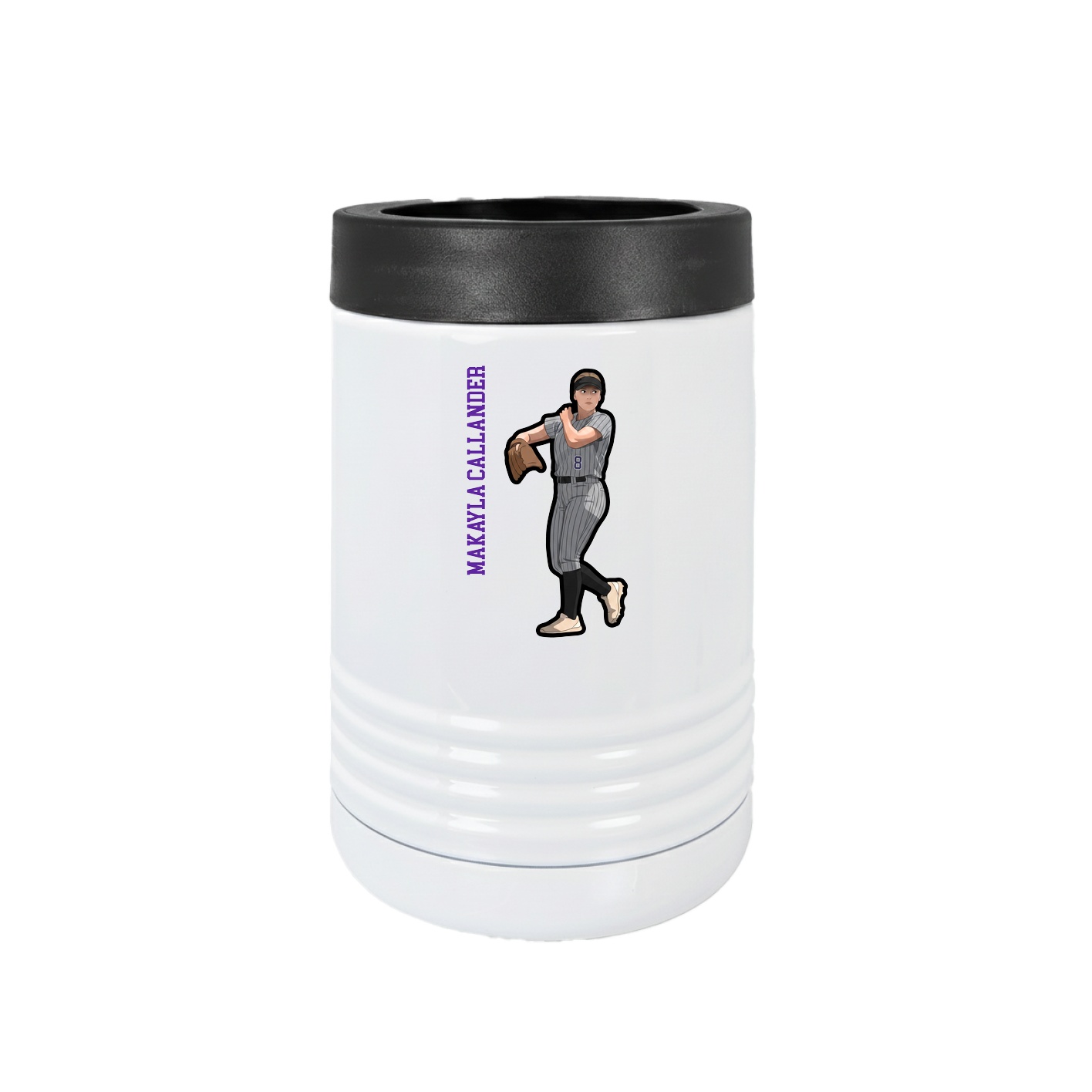 Beverage Holder — Name Vertical in White
