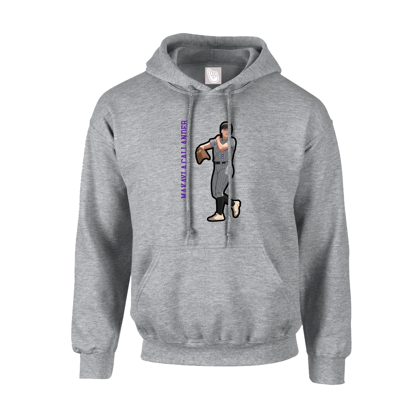 Youth Hoodie — Name Vertical in Grey