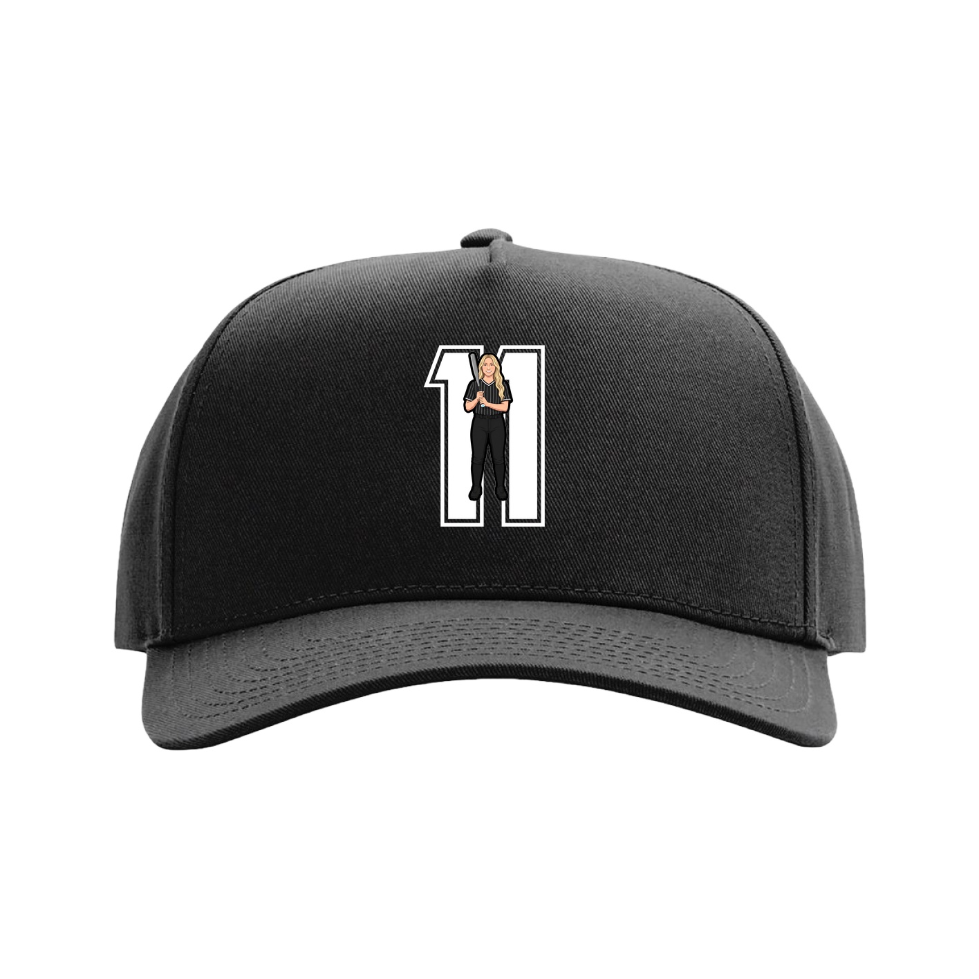 Full Fabric Five-Panel Champ Cap — Number in Black