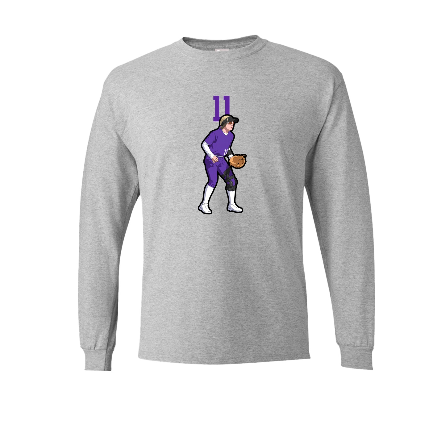 Long Sleeve Tee — Number Top in Grey