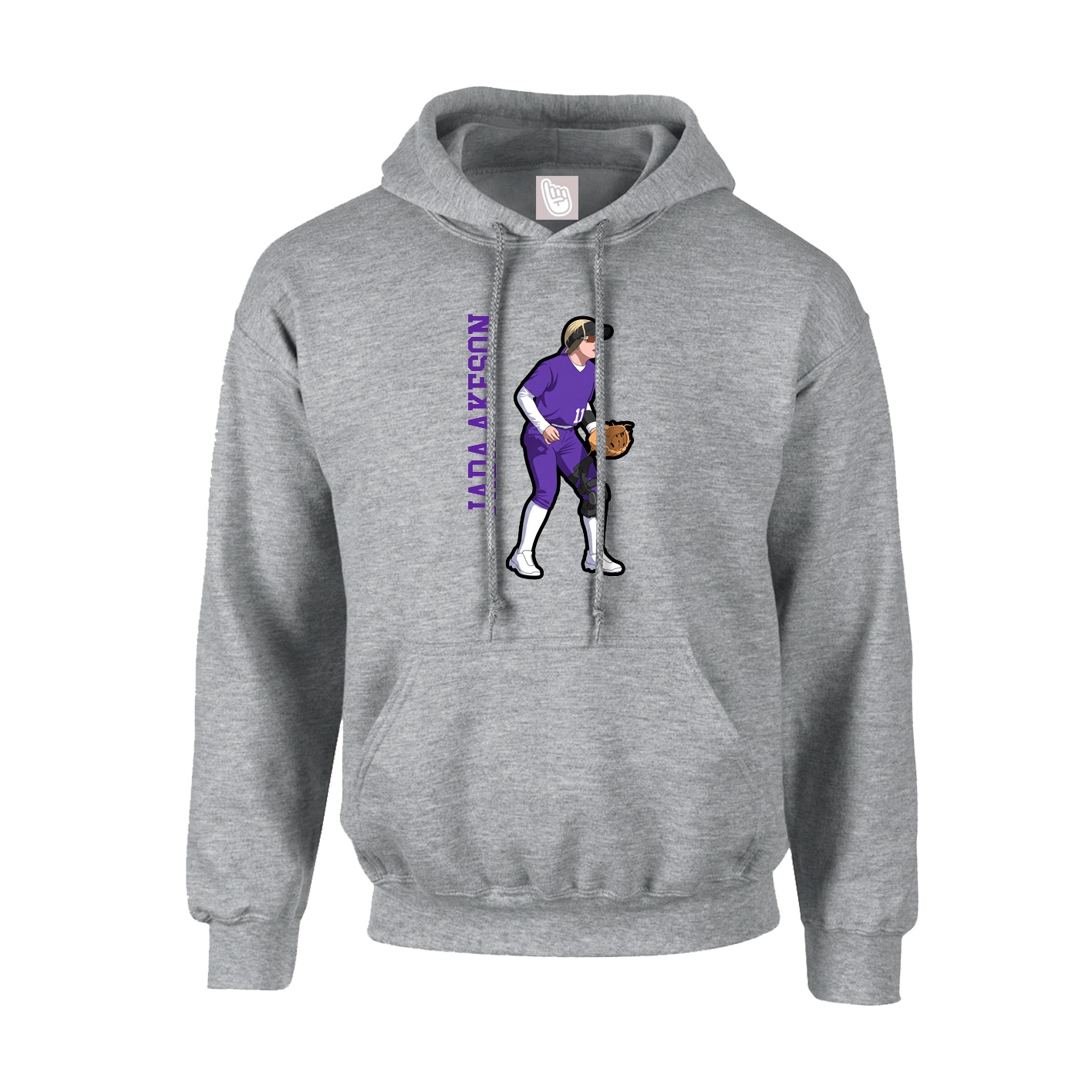 Hoodie — Name Vertical in Grey