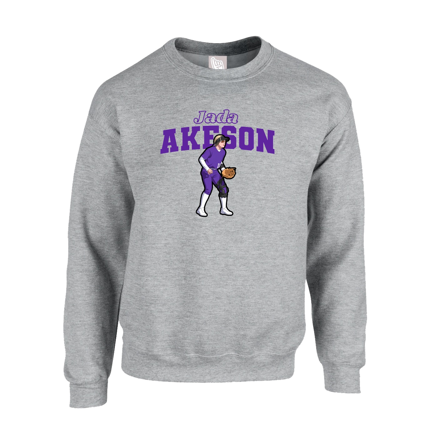 Fleece Crew — Name Arch in Grey