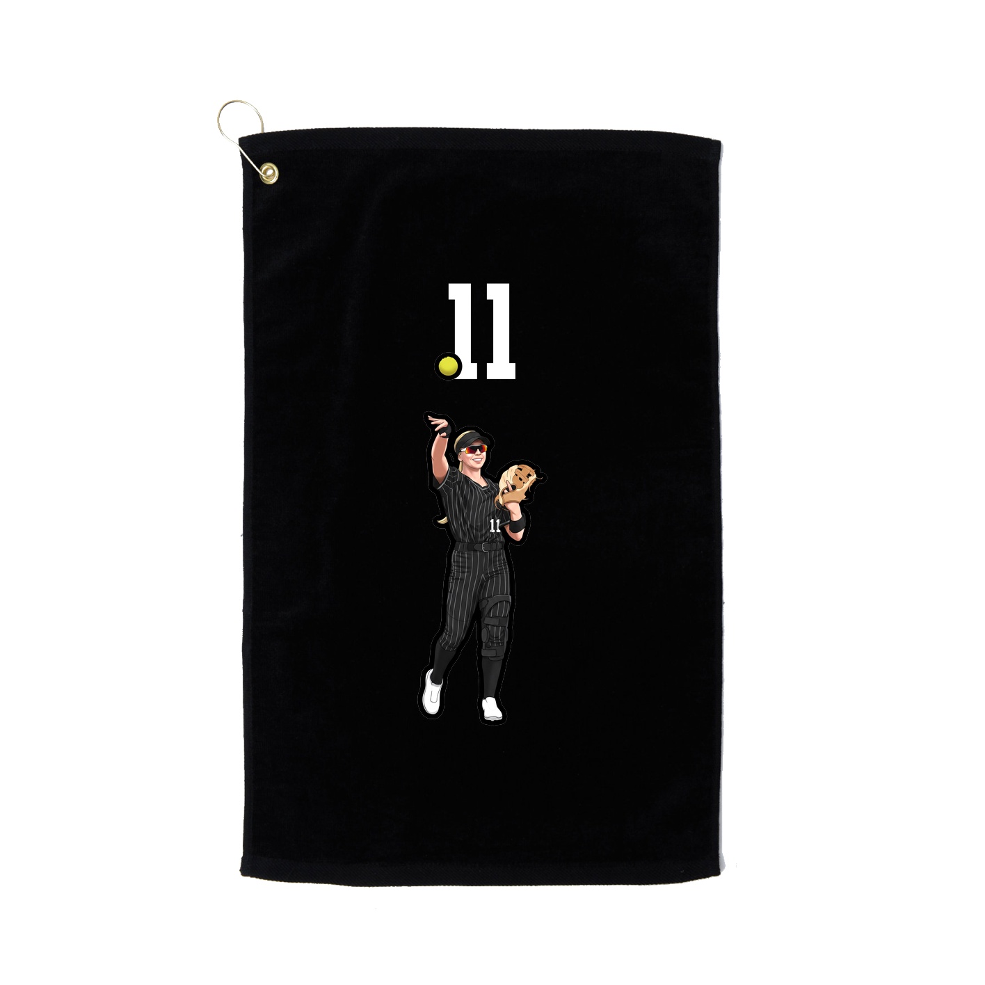 Golf Towel — Number Top in Black