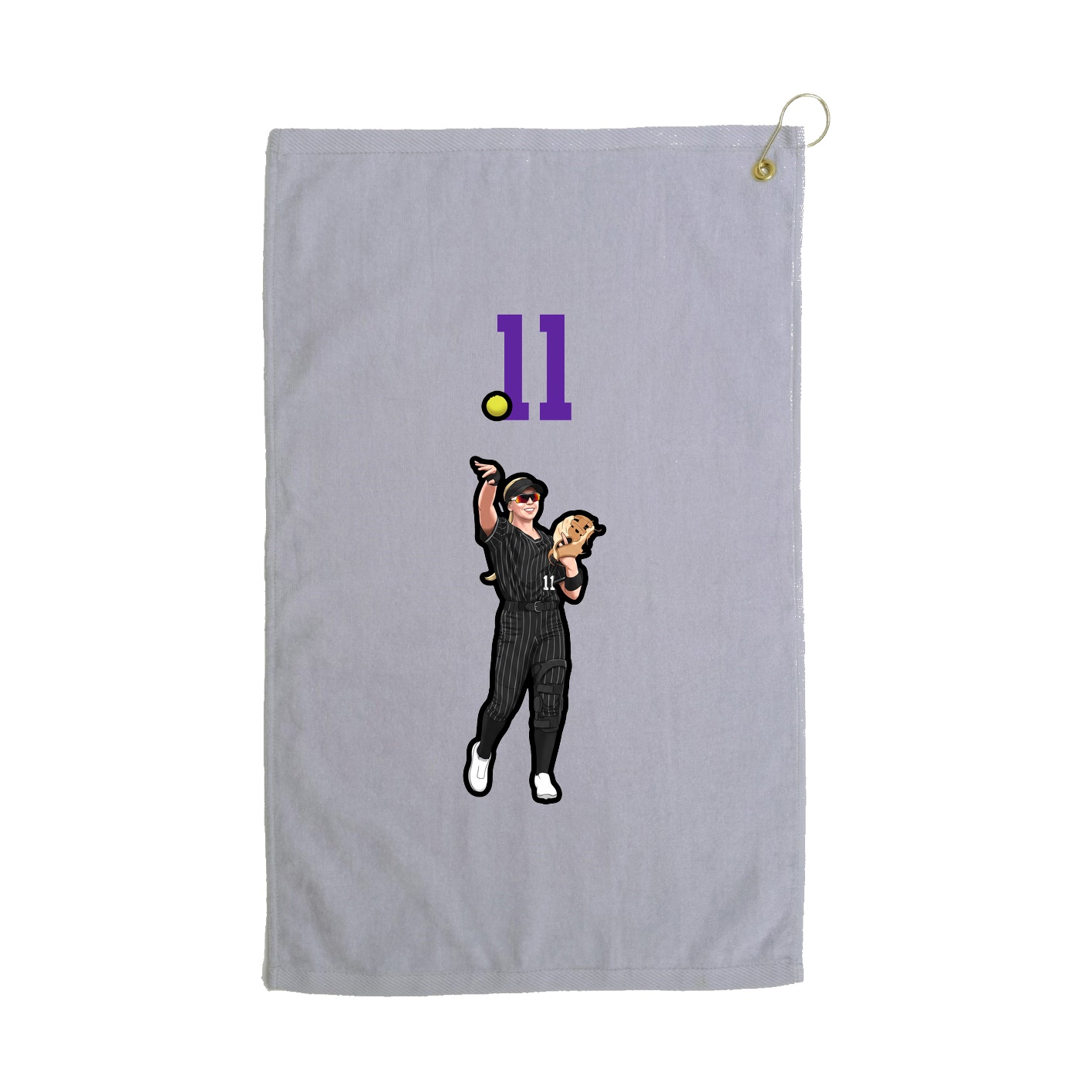 Golf Towel — Number Top in Grey