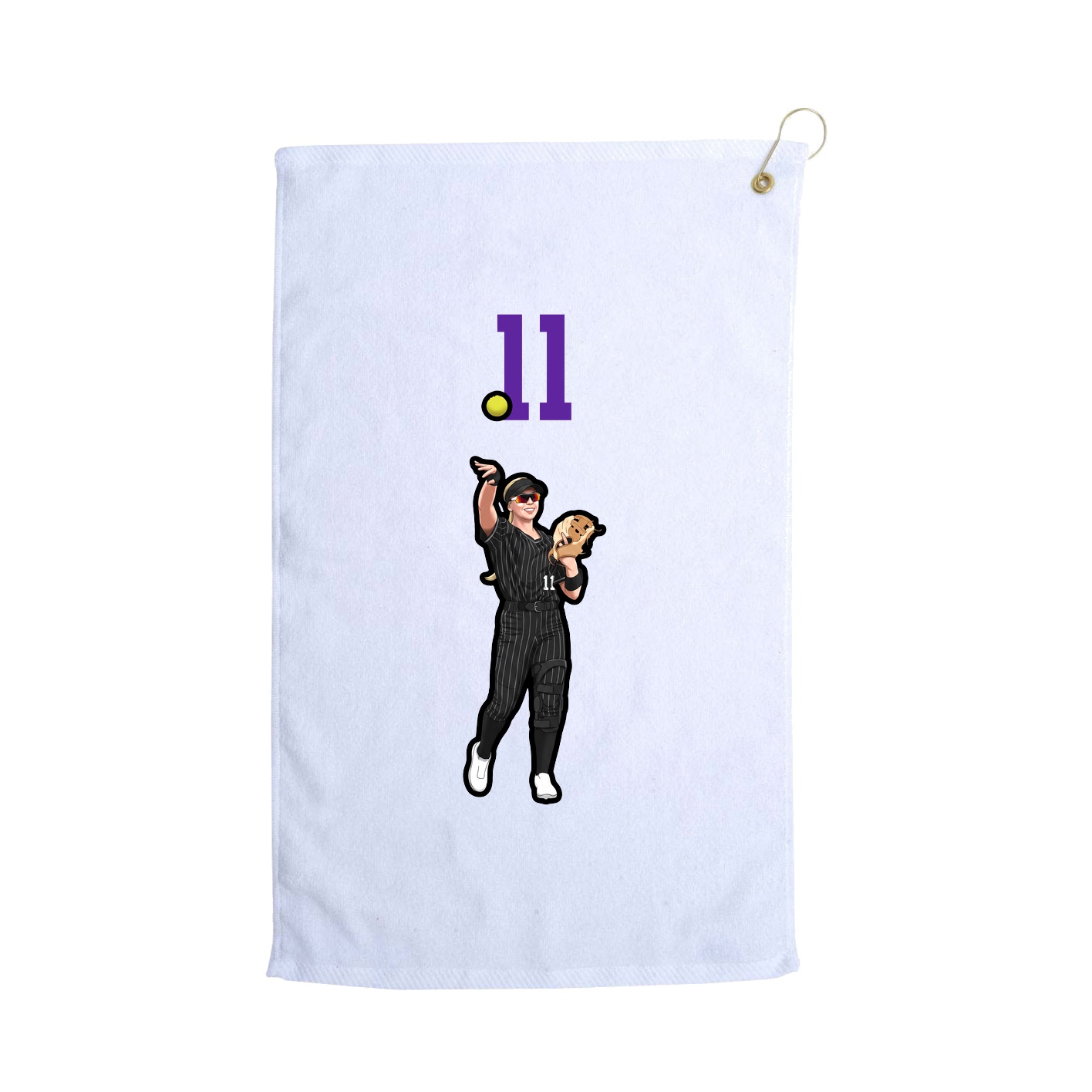 Golf Towel — Number Top in White